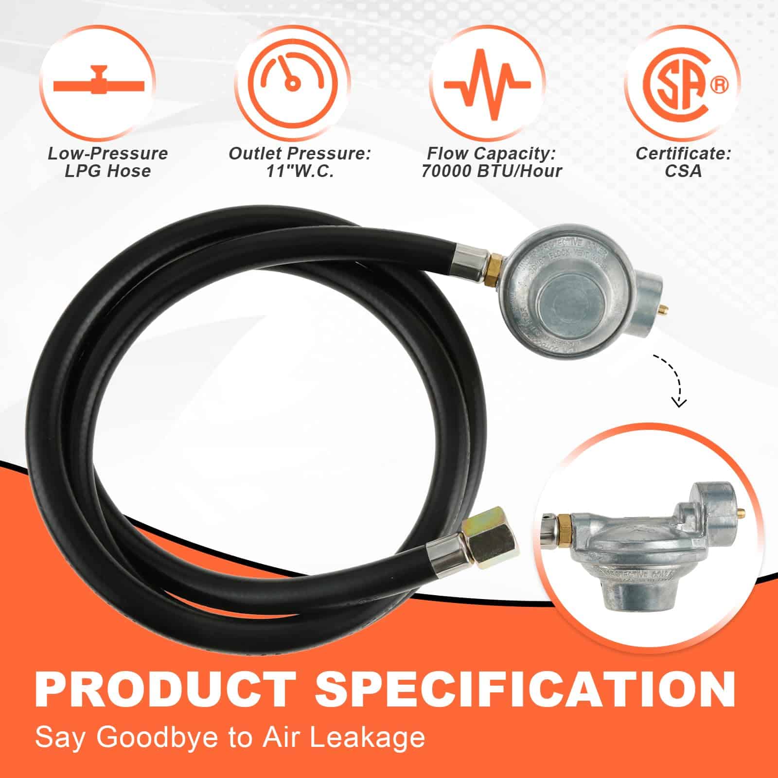 Regulador de Propano de Baja Presión MOOTVGOO de 1LB con - Imagen 3