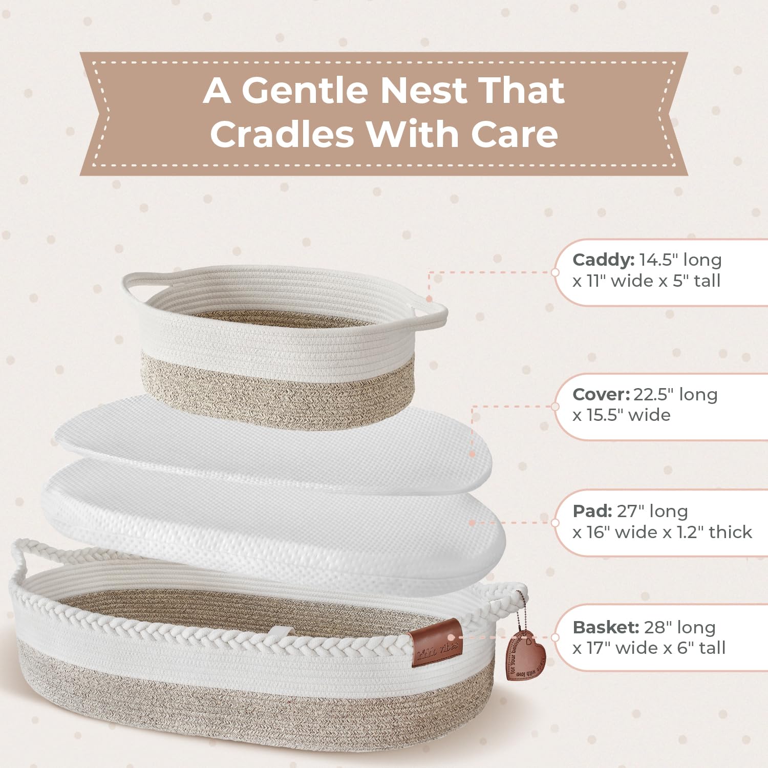 XL Set de Canasta Cambiadora Reforzada para Bebés con Caddy - Imagen 5