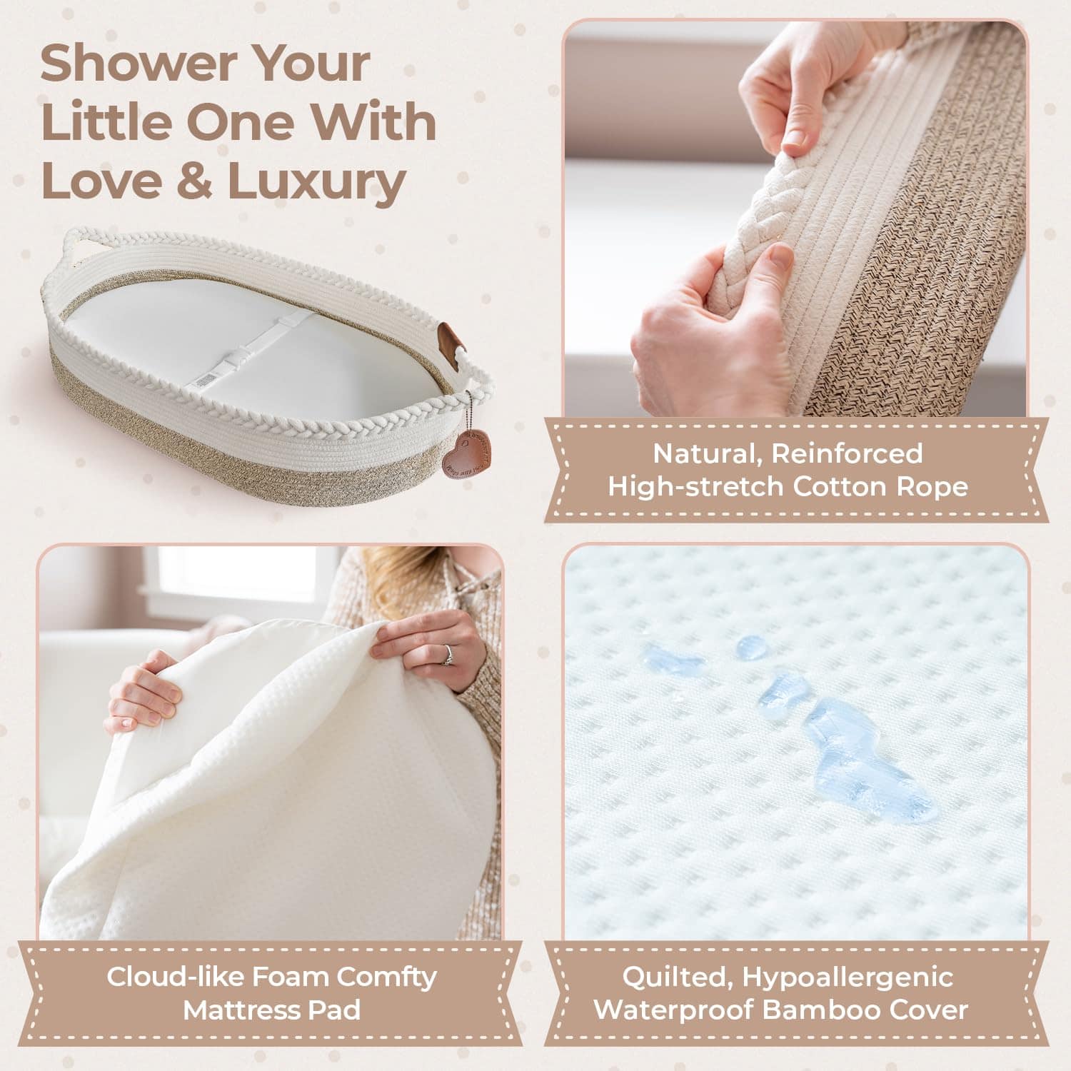 XL Set de Canasta Cambiadora Reforzada para Bebés con Caddy - Imagen 4