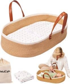 Cesto Moisés para Bebés con Manta de Muselina | Cesto
