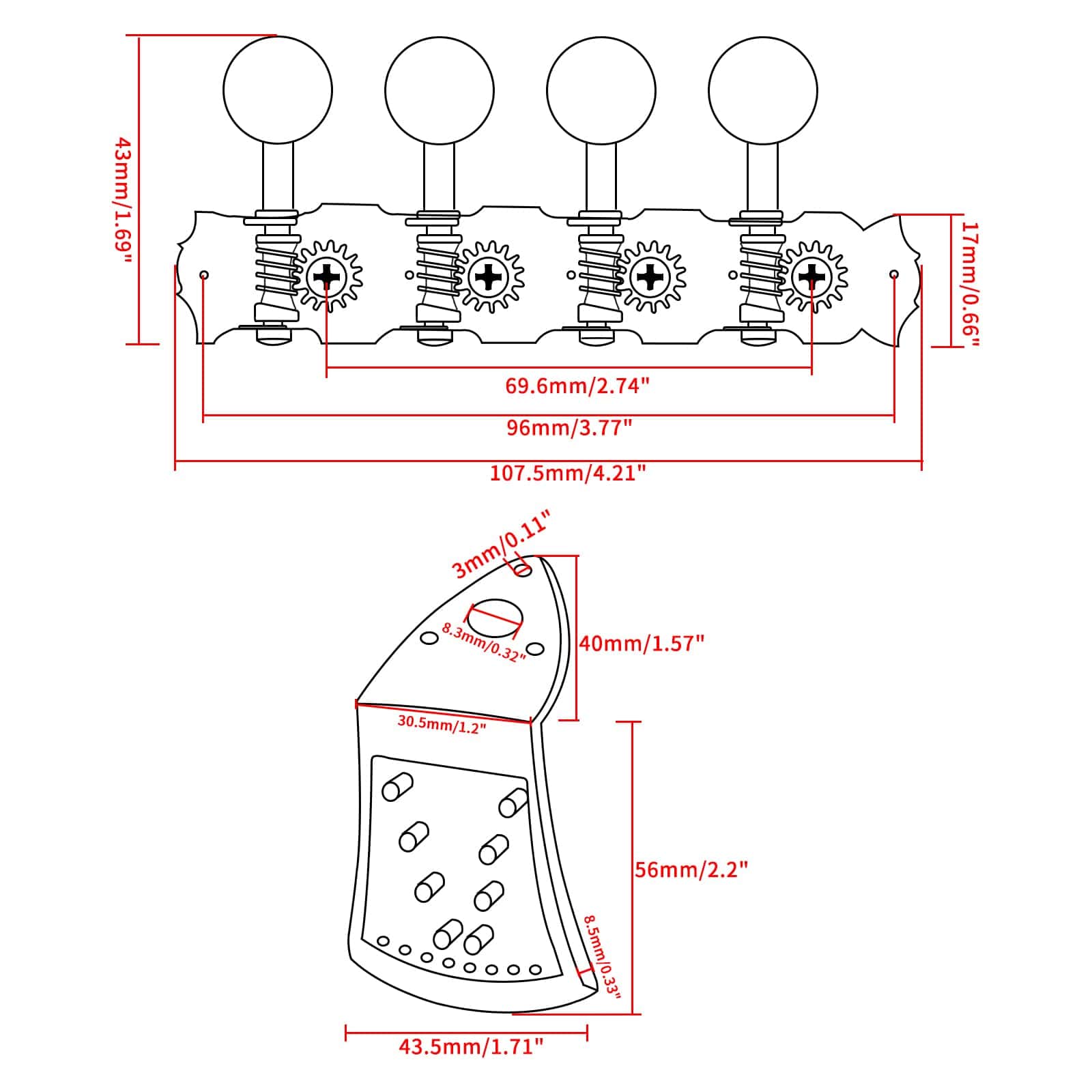 Unxuey 4R 4L Clavijas de Afinación de Cuerdas de Guitarra, - Imagen 4