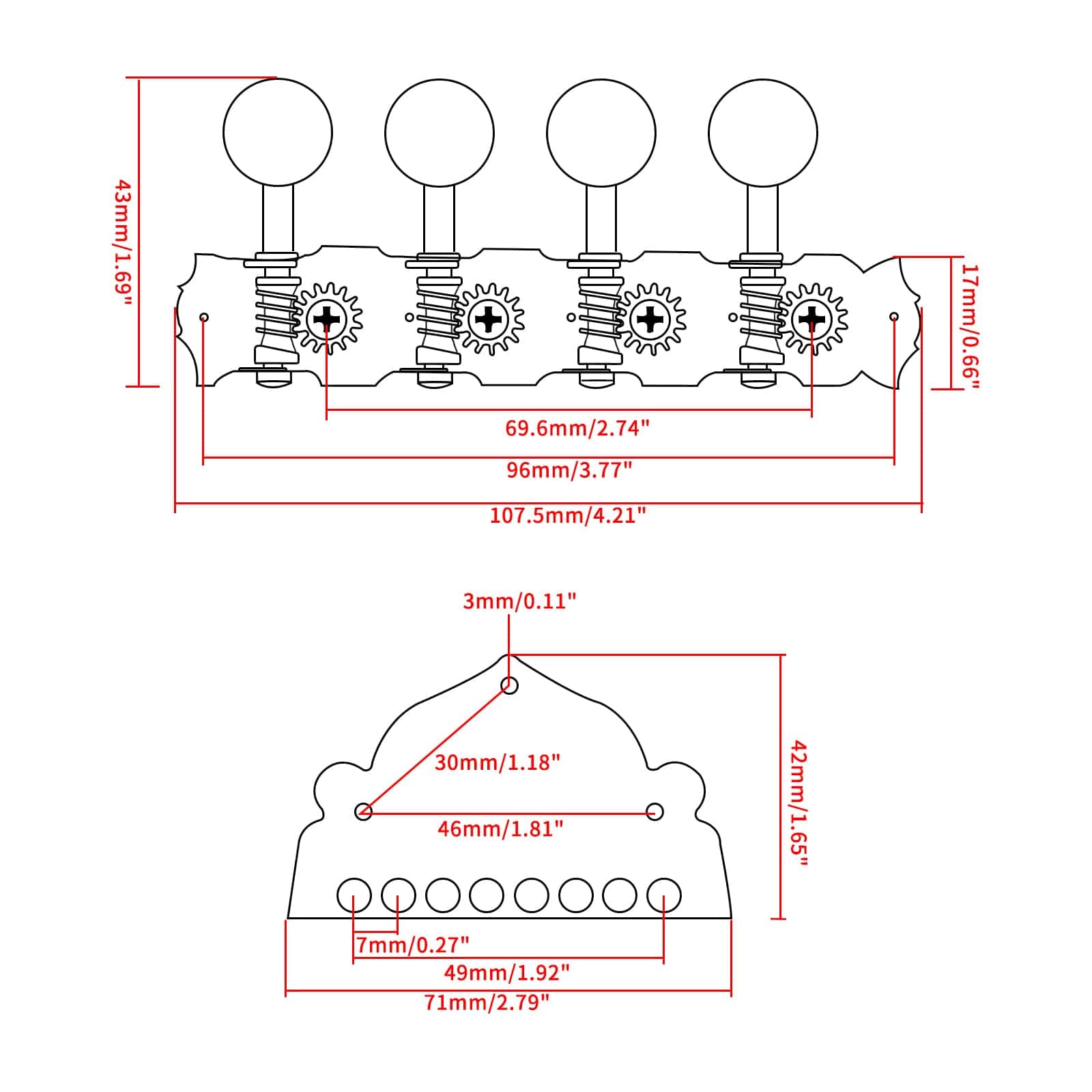Unxuey Guitar Machine Heads Knobs 8 String Metal Triangle - Imagen 5