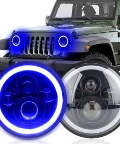 KASLIGHT 7 Pulgadas Faros LED, Faro LED H6024 con Halo Azul