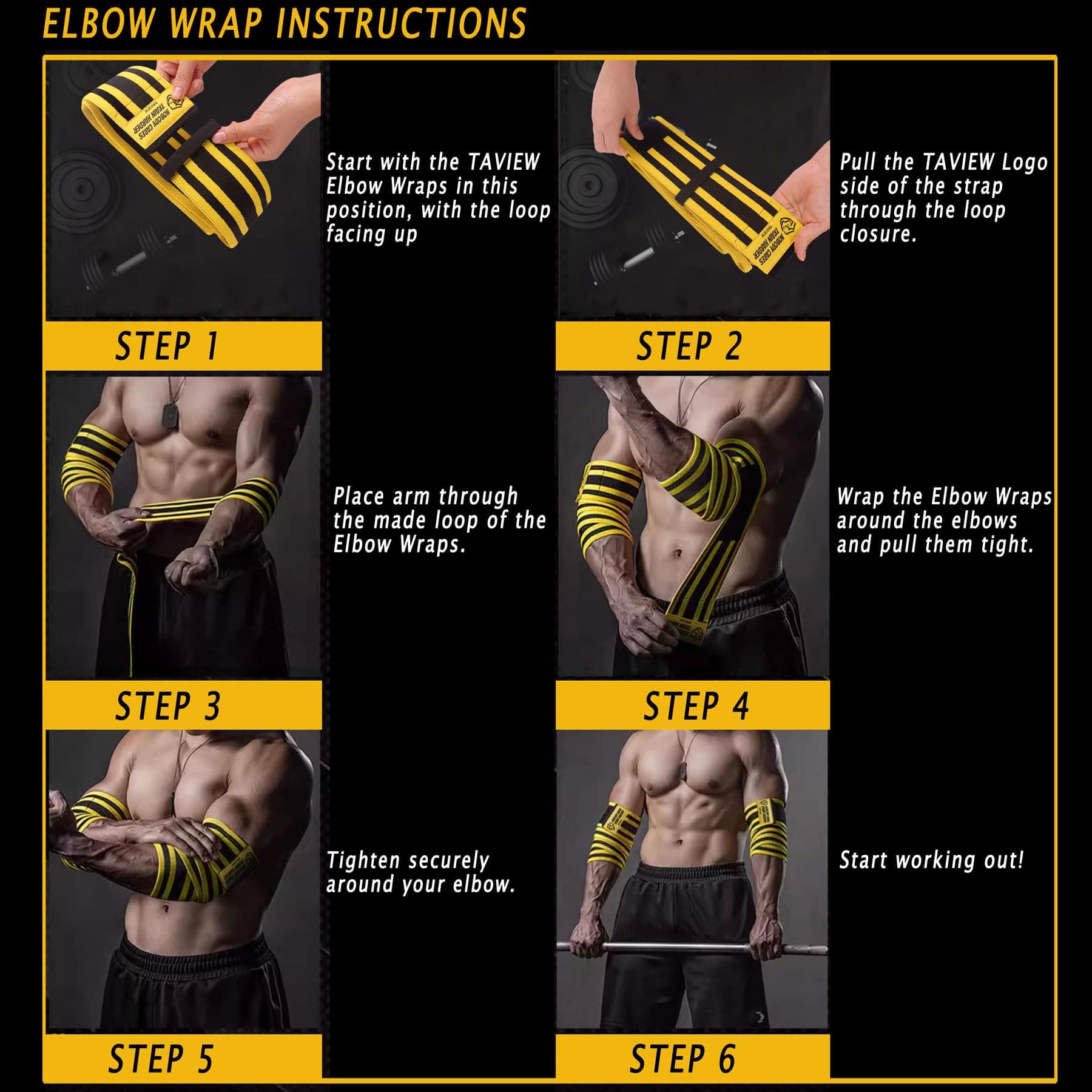 Vendas para Codos para Levantamiento de Pesas -Negro - Imagen 7