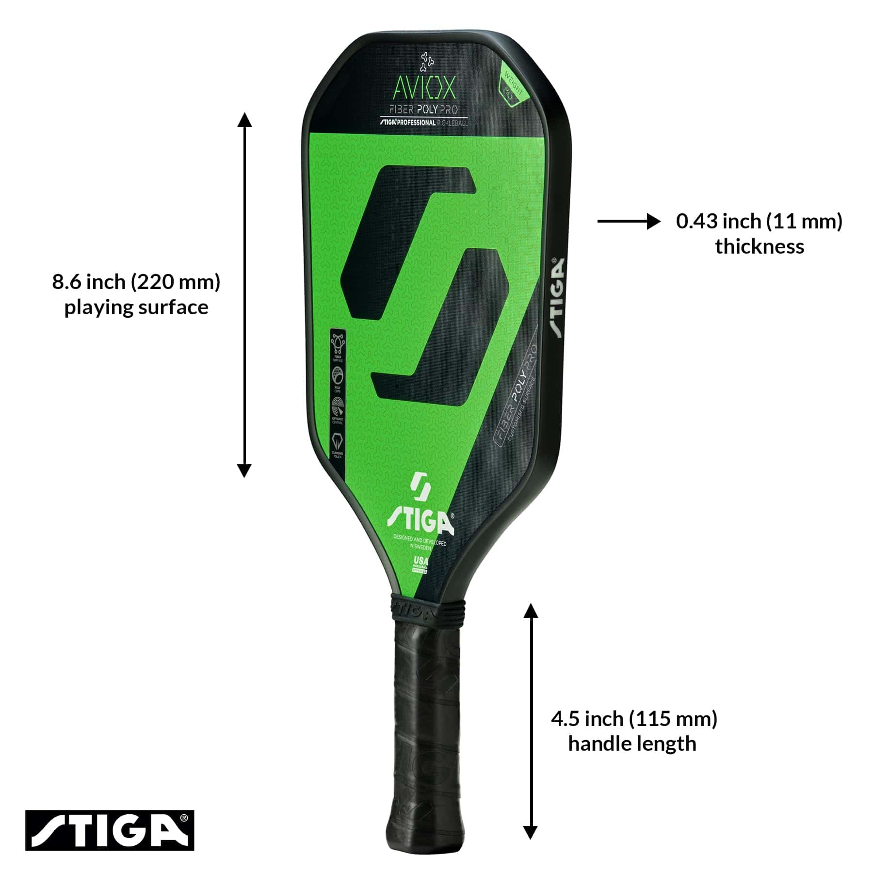 Paleta de Pickleball STIGA Aviox Fiber Poly Pro -Verde - Imagen 3