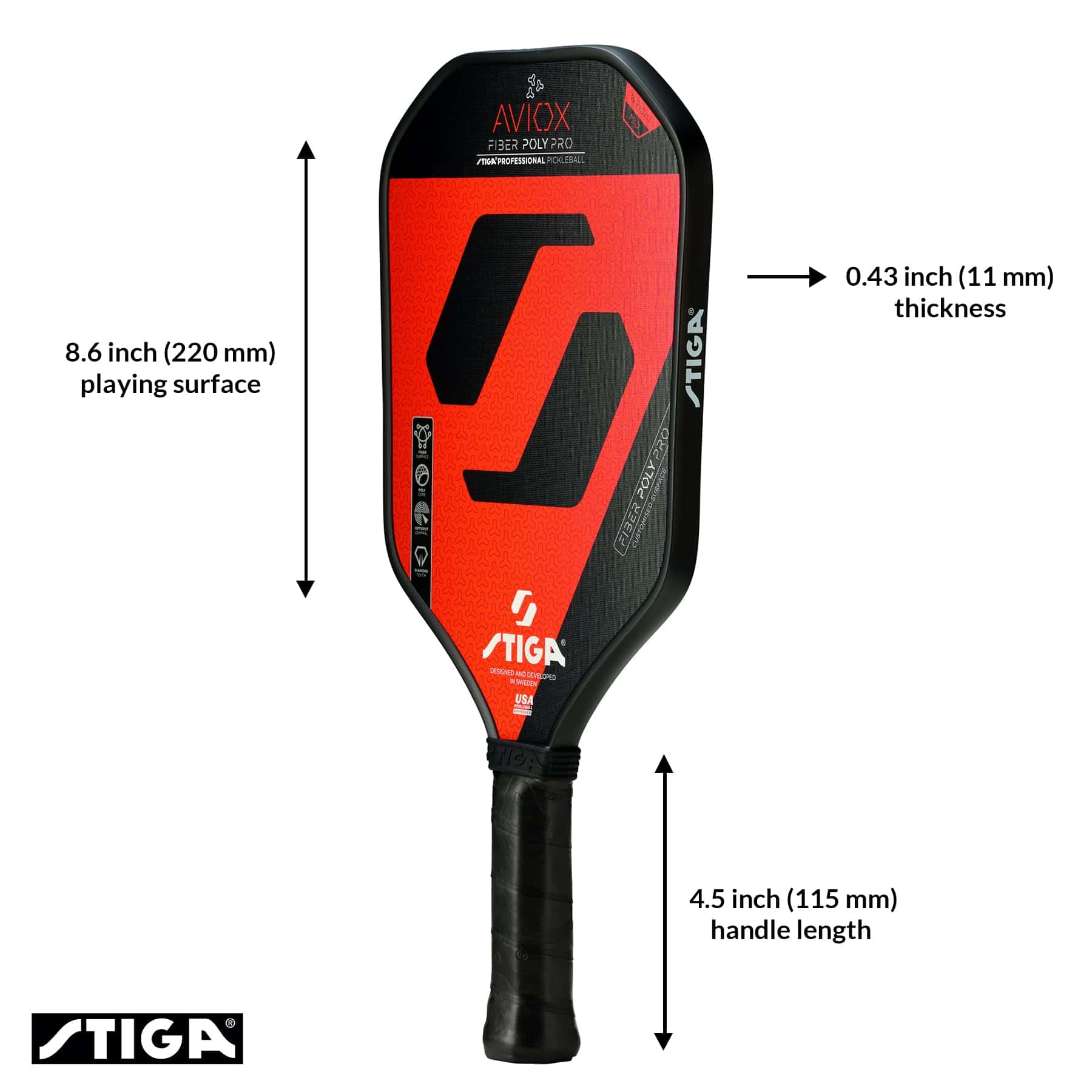 Paleta de Pickleball STIGA Aviox Fiber Poly Pro -Rojo - Imagen 3