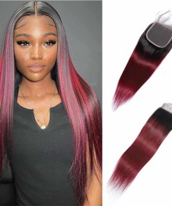 Cierre de Encaje Recto Ombre Brasileño 1B 99J 4x4 100%