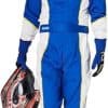 Traje de Carreras Ignífugo de Tres Capas -Blanco-Azul