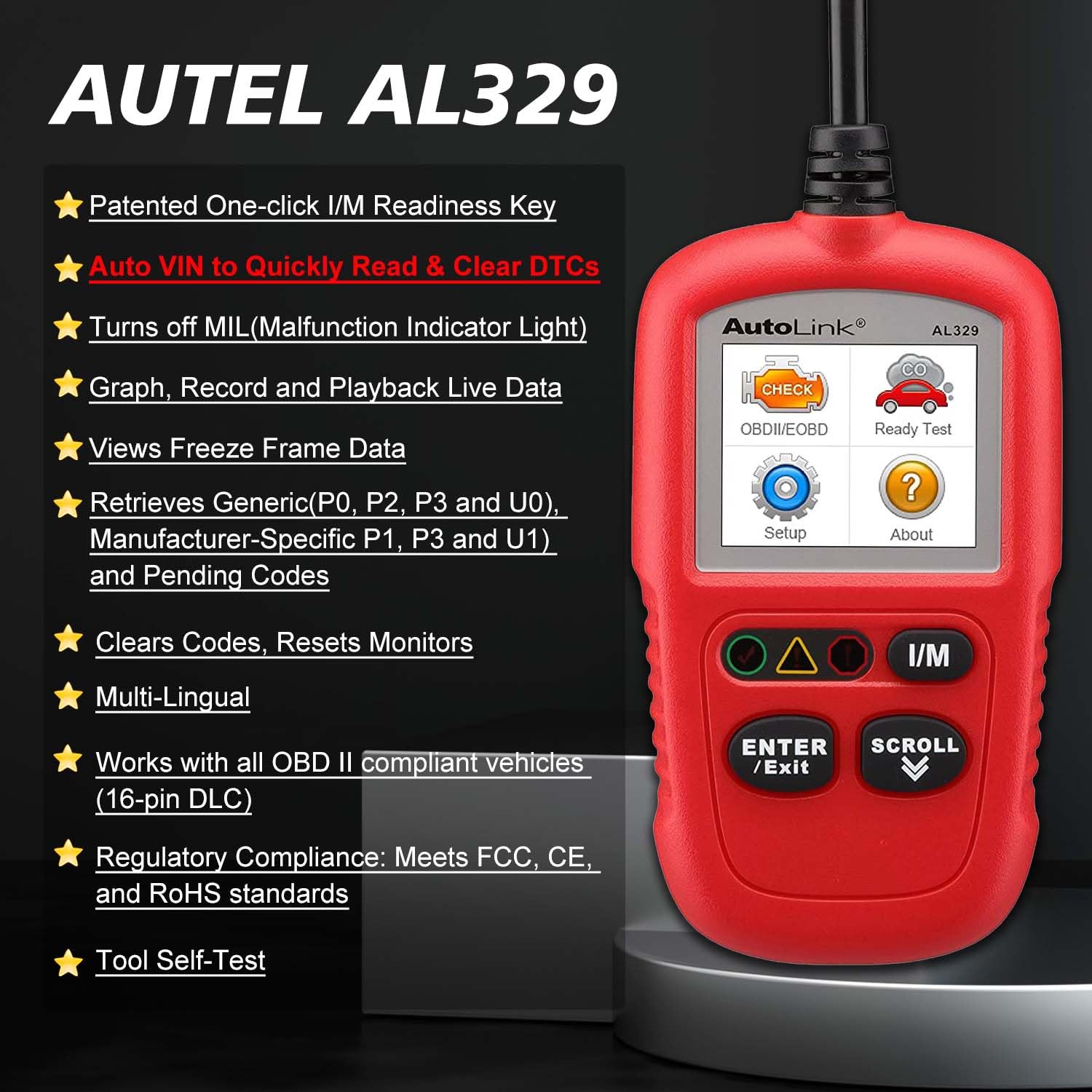 Autel OBD2 Scanner AL329, Actualizado AutoLink AL319, Auto - Imagen 3