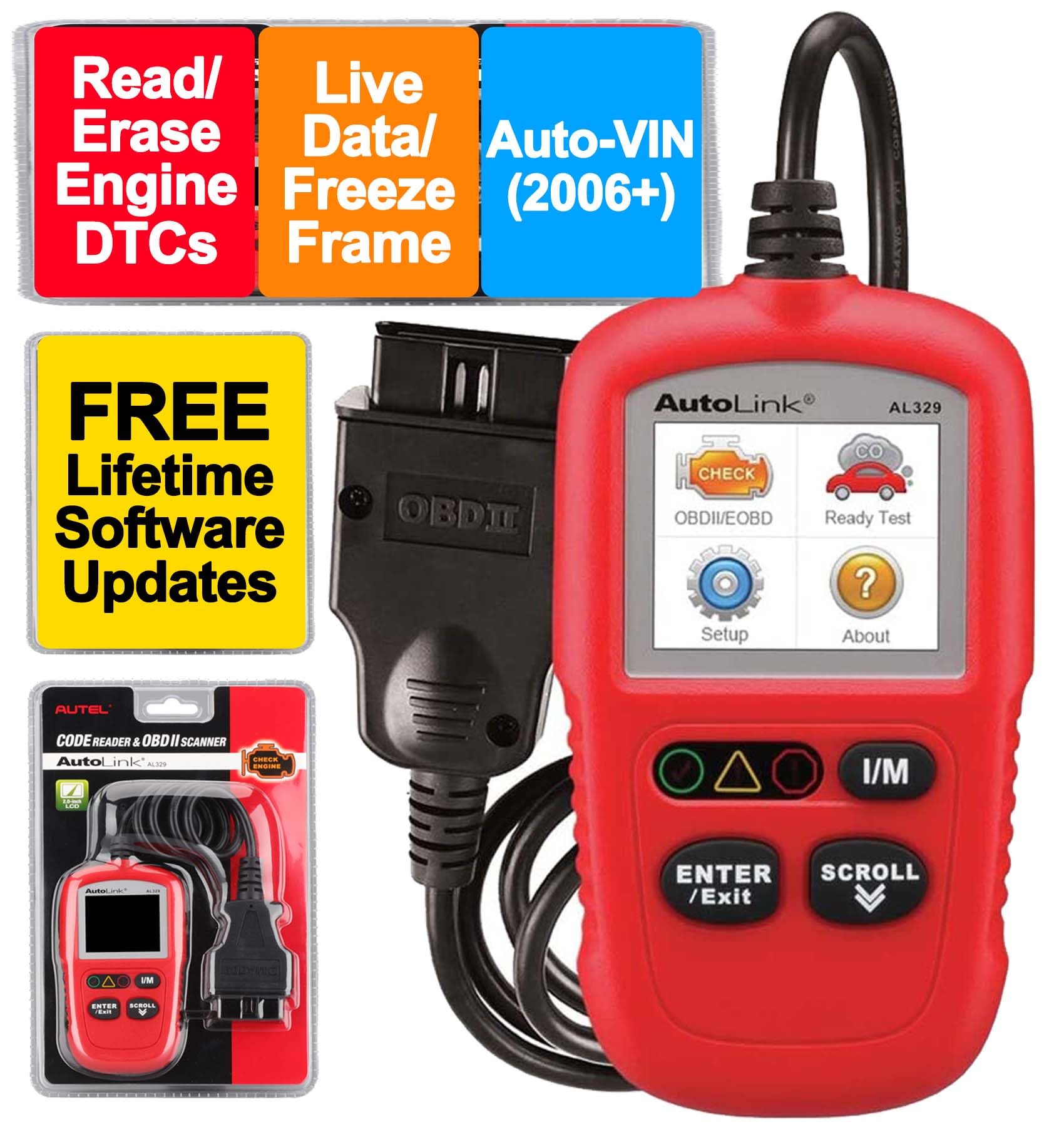 Autel OBD2 Scanner AL329, Actualizado AutoLink AL319, Auto