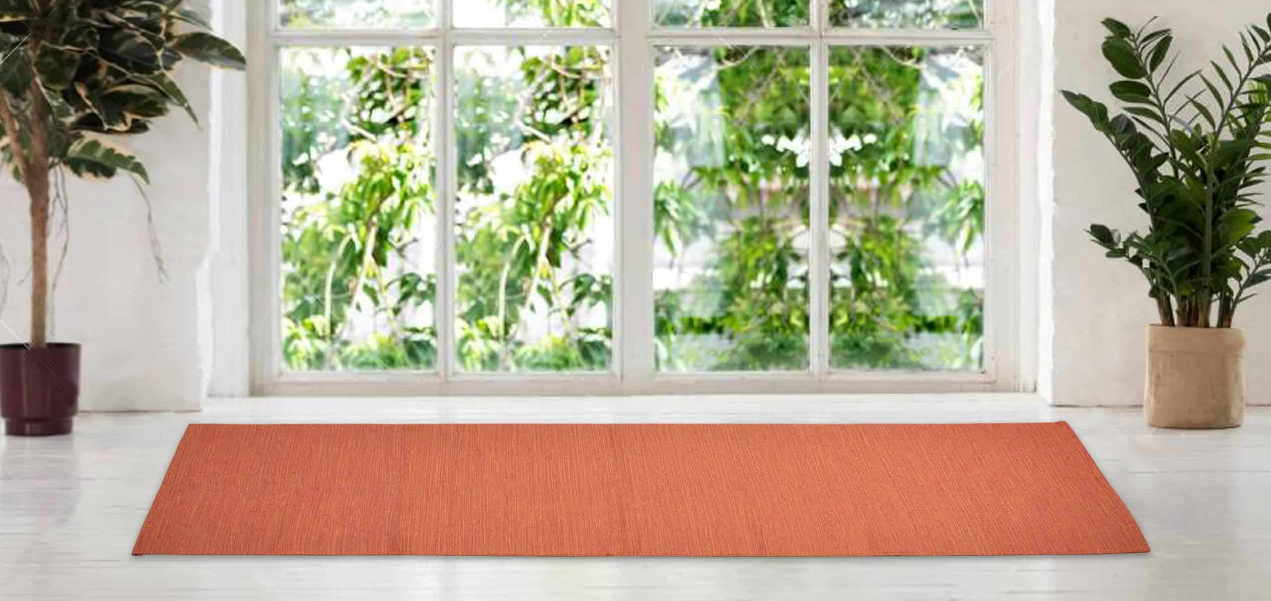 Tapete de Yoga de Algodón Hecho a Mano -Naranja - Imagen 4