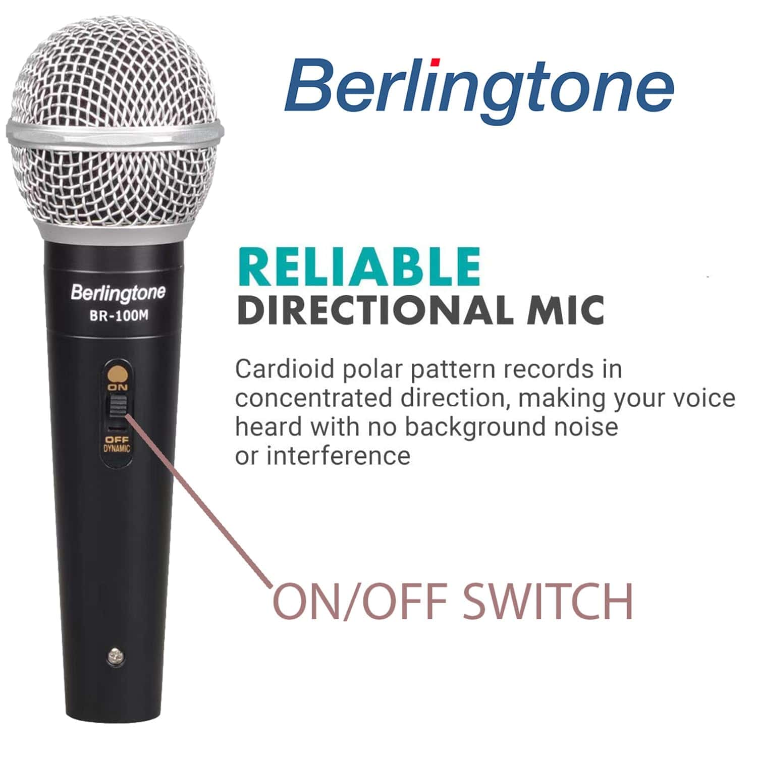 Micrófono Dinámico Berlingtone - Carcasa de Metal, - Imagen 7