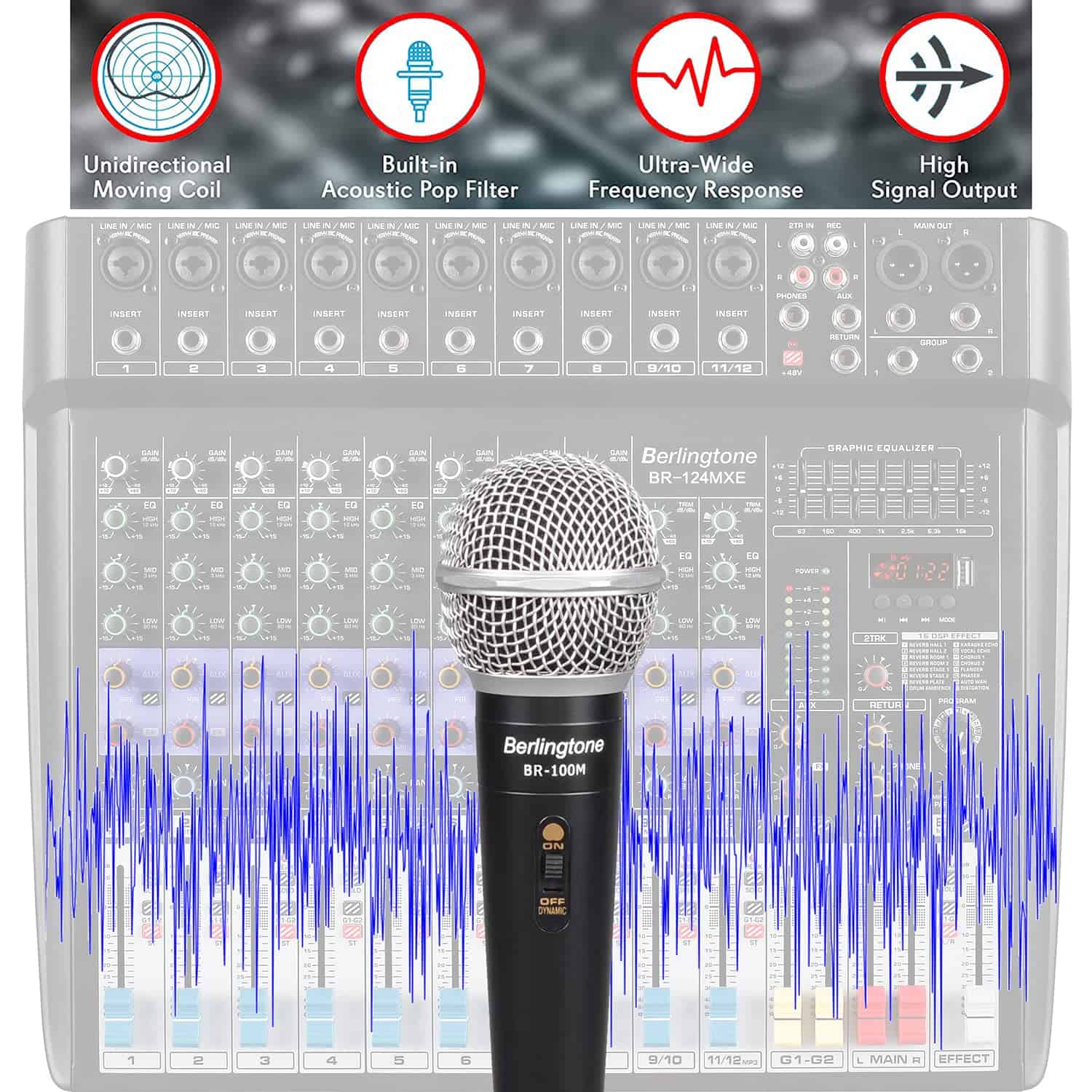 Micrófono Dinámico Berlingtone - Carcasa de Metal, - Imagen 6