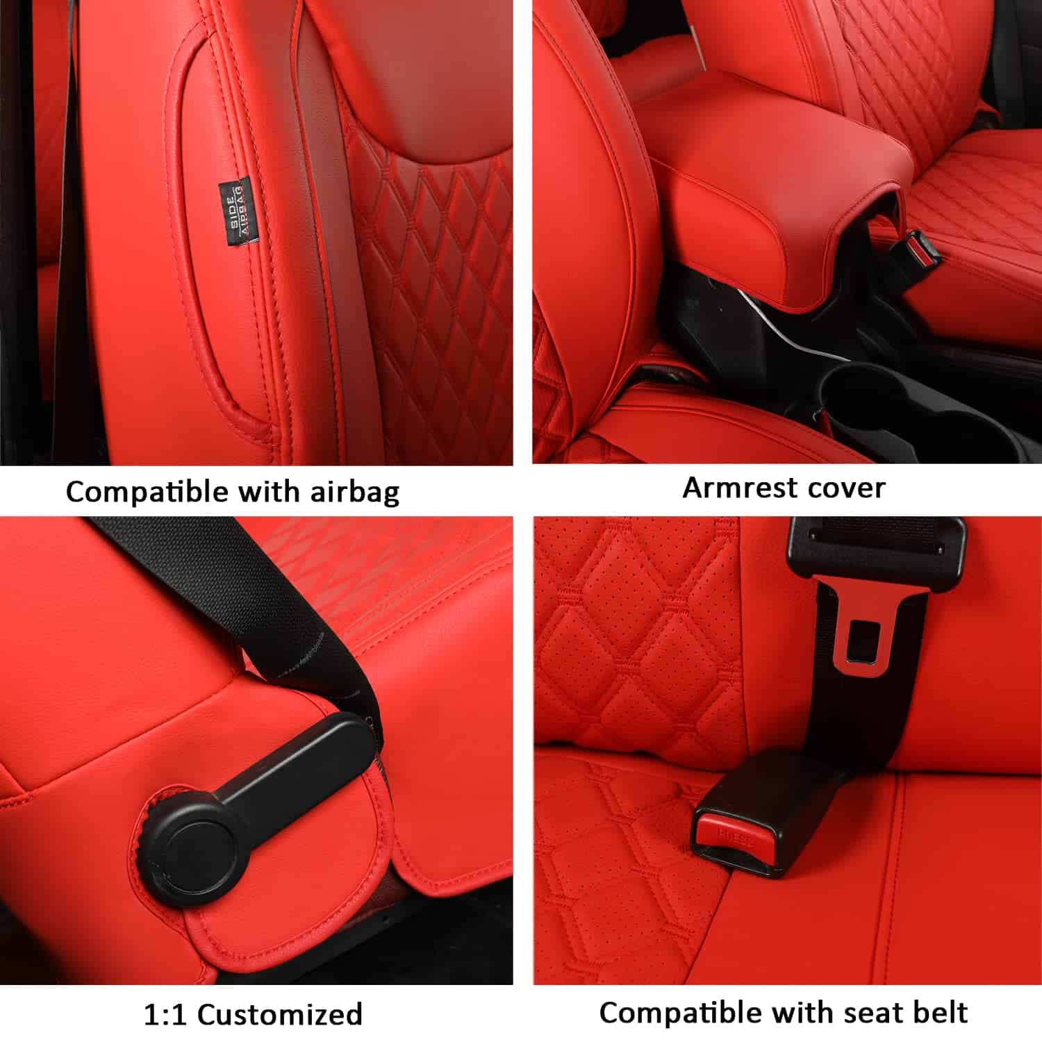 Fundas de asiento para automóvil GIANT PANDA -Rojo - Imagen 6