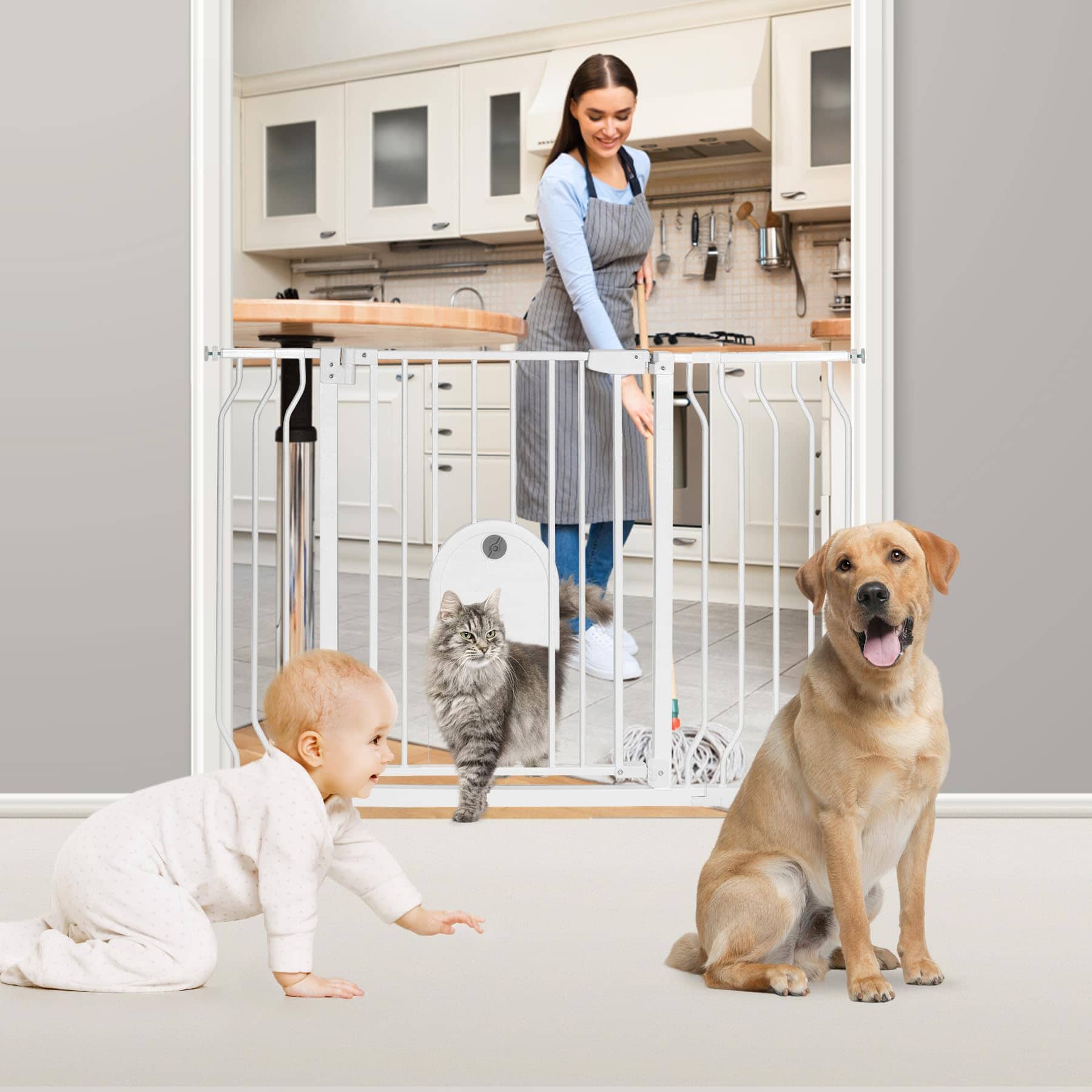 Puertas para bebés con puerta para gatos - Auto Close - Imagen 5