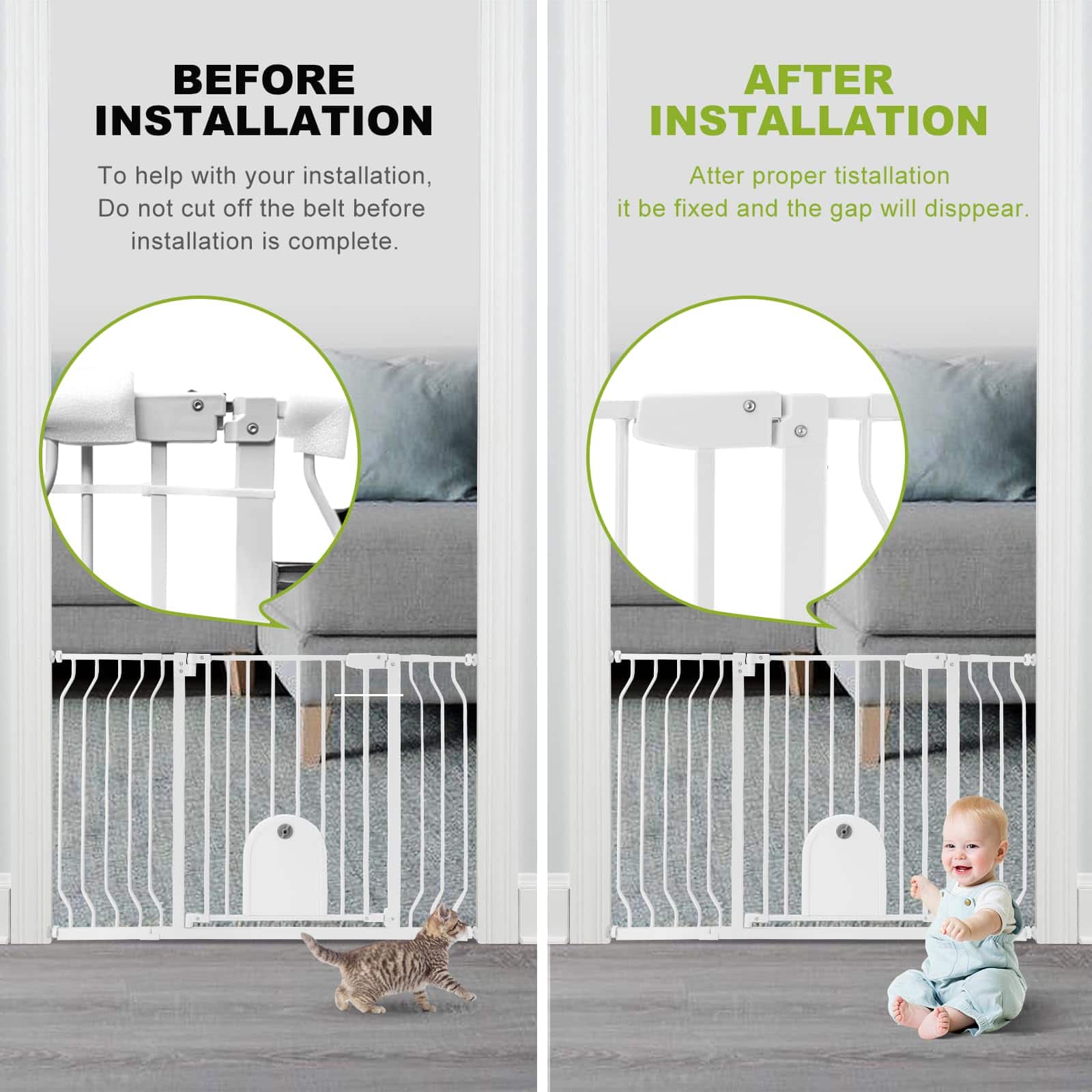 Puertas para bebés con puerta para gatos - Auto Close - Imagen 8