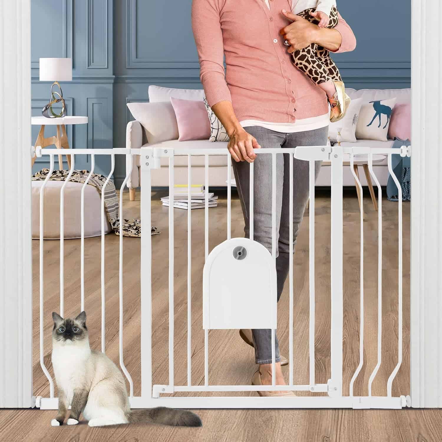 Puertas para bebés con puerta para gatos - Auto Close