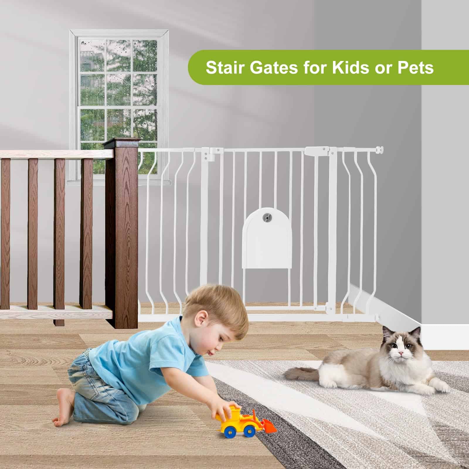 Puertas para bebés con puerta para gatos - Auto Close - Imagen 4