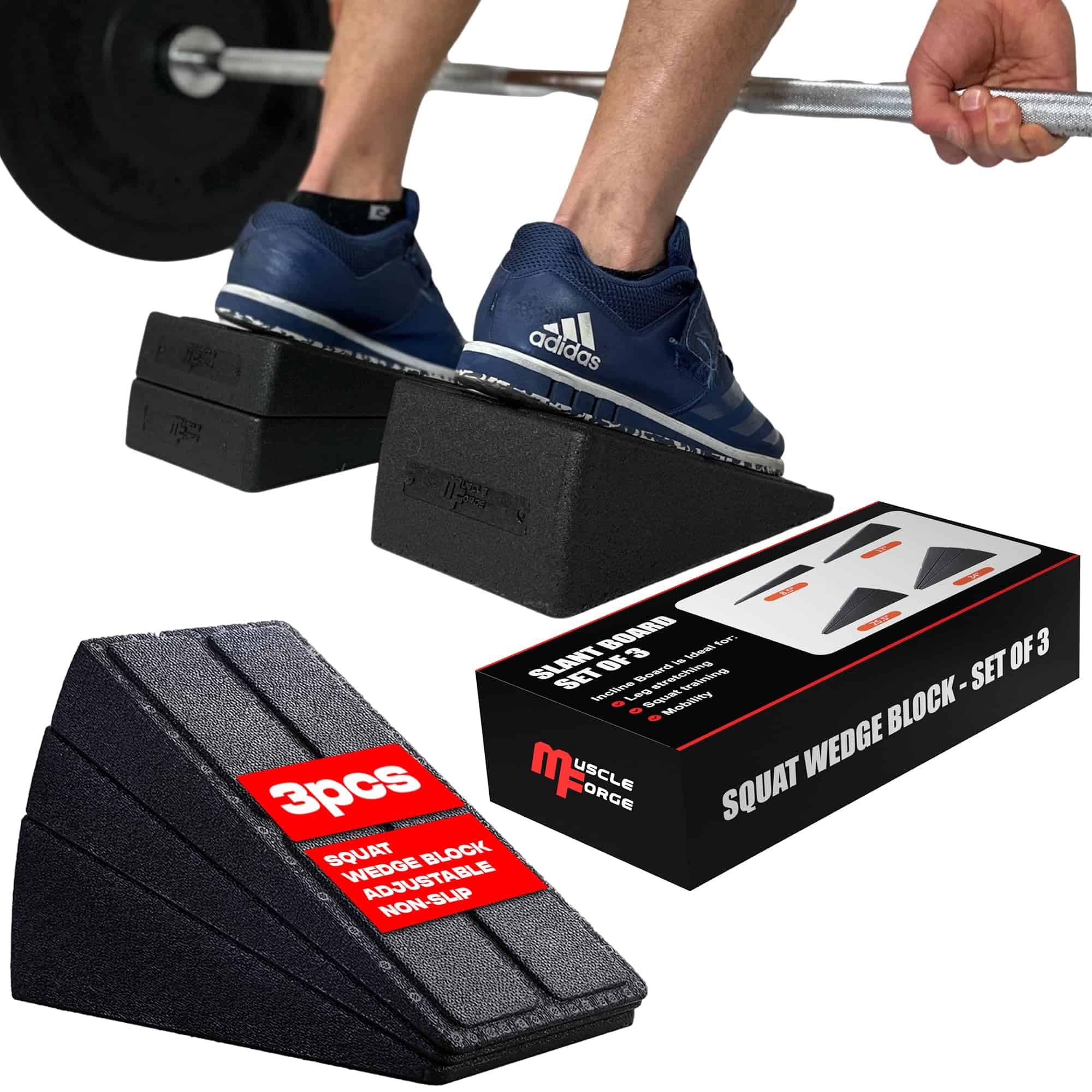 MuscleForge Squat Wedge Block - Prensa de pantorrilla para