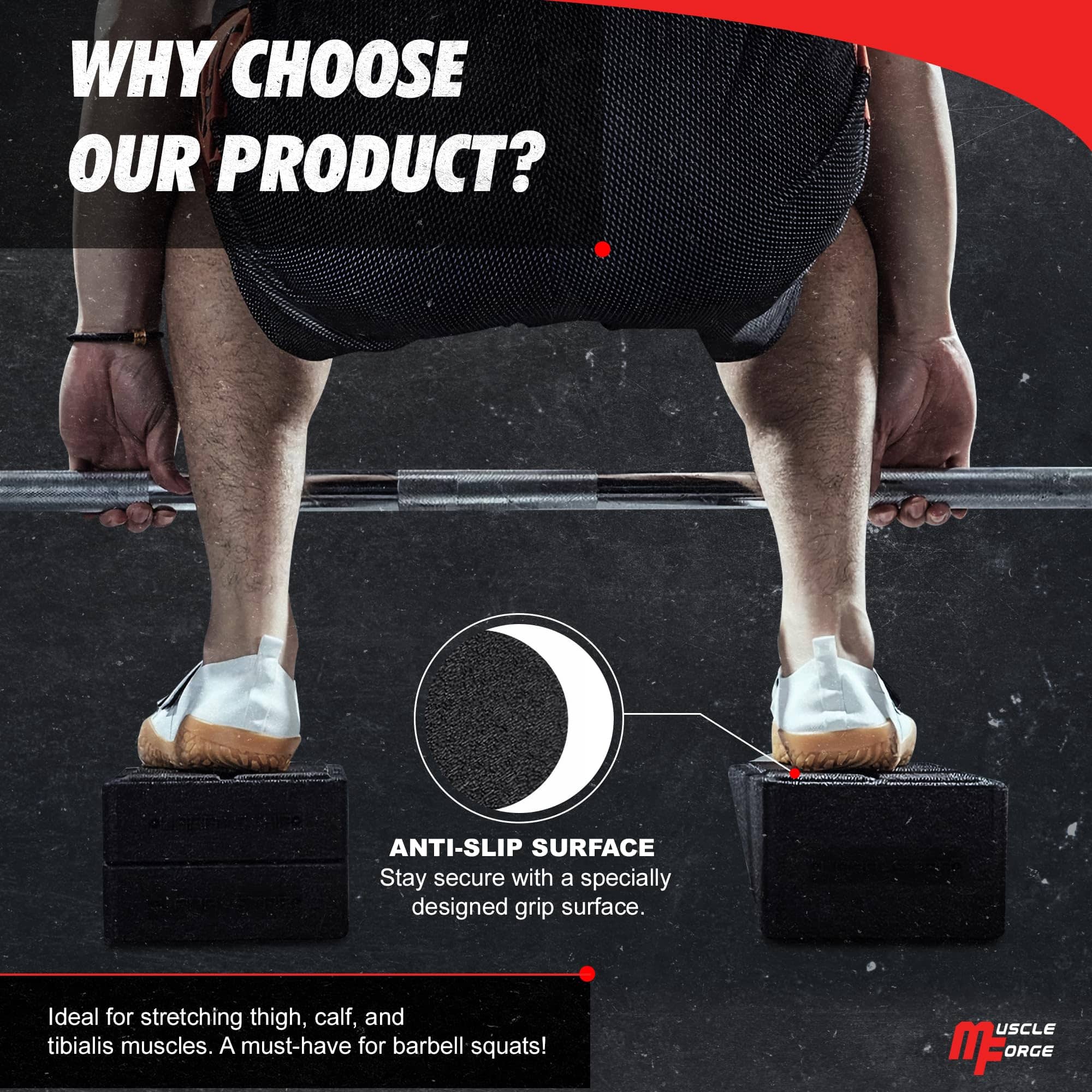 MuscleForge Squat Wedge Block - Prensa de pantorrilla para - Imagen 4