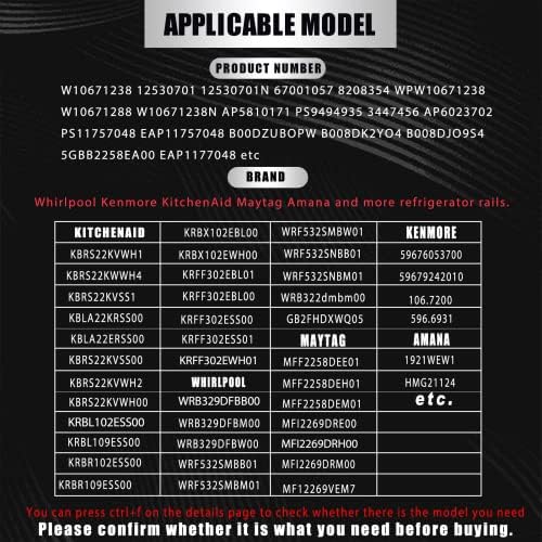 Actualización W10671238 WPW10671238 Riel Central para Cajón - Imagen 4