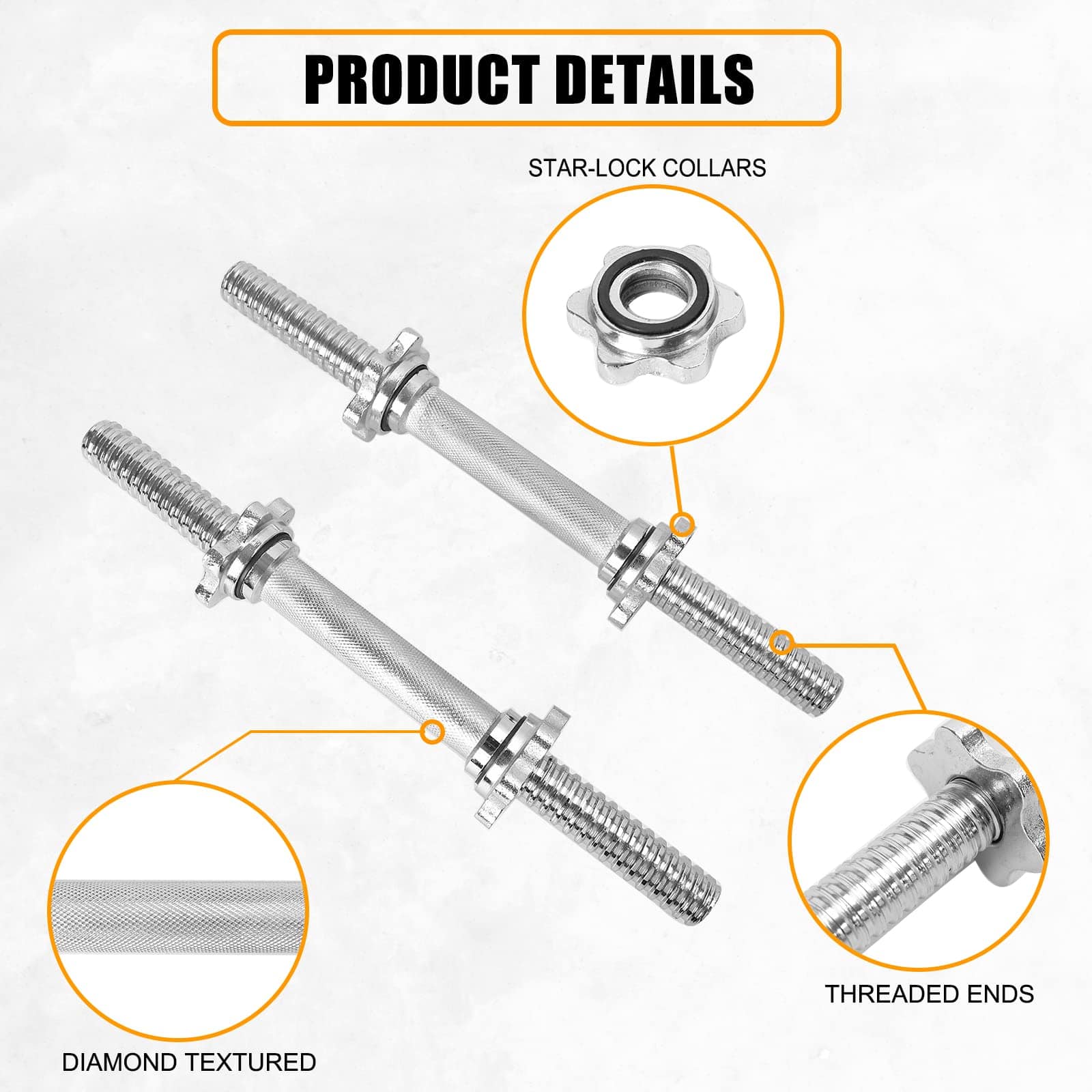 Agarres de Mancuerna Roscados Cromados de 1 Pulgada Par, - Imagen 6