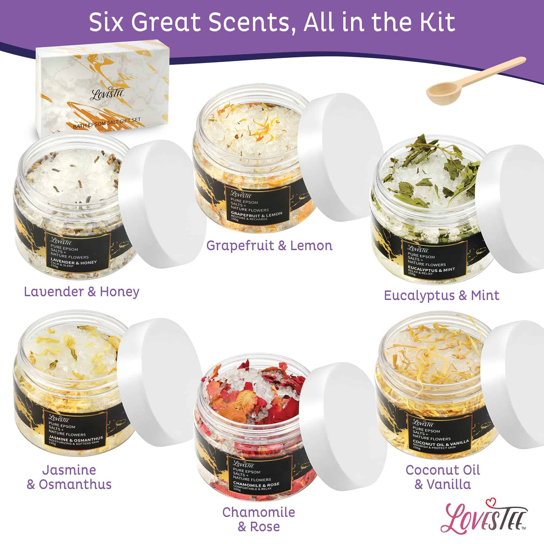 Set de Regalo de Sales de Baño de Sulfato de Magnesio de 6 - Imagen 4