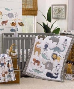 Set de Ropa de Cama de 4 Piezas para Cuna NoJo Zoo Animals
