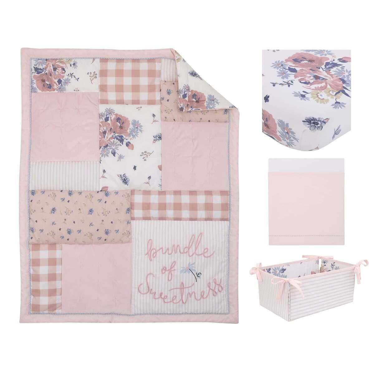 Juego de Ropa de Cama de Cuna NoJo Farmhouse Chic Rosa - Imagen 7