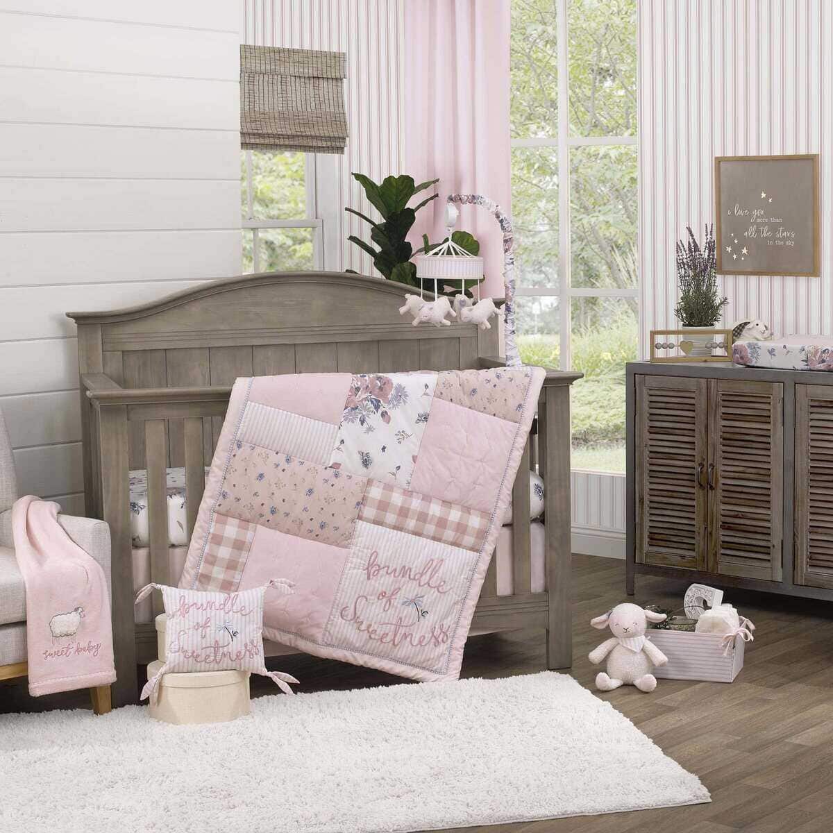 Juego de Ropa de Cama de Cuna NoJo Farmhouse Chic Rosa