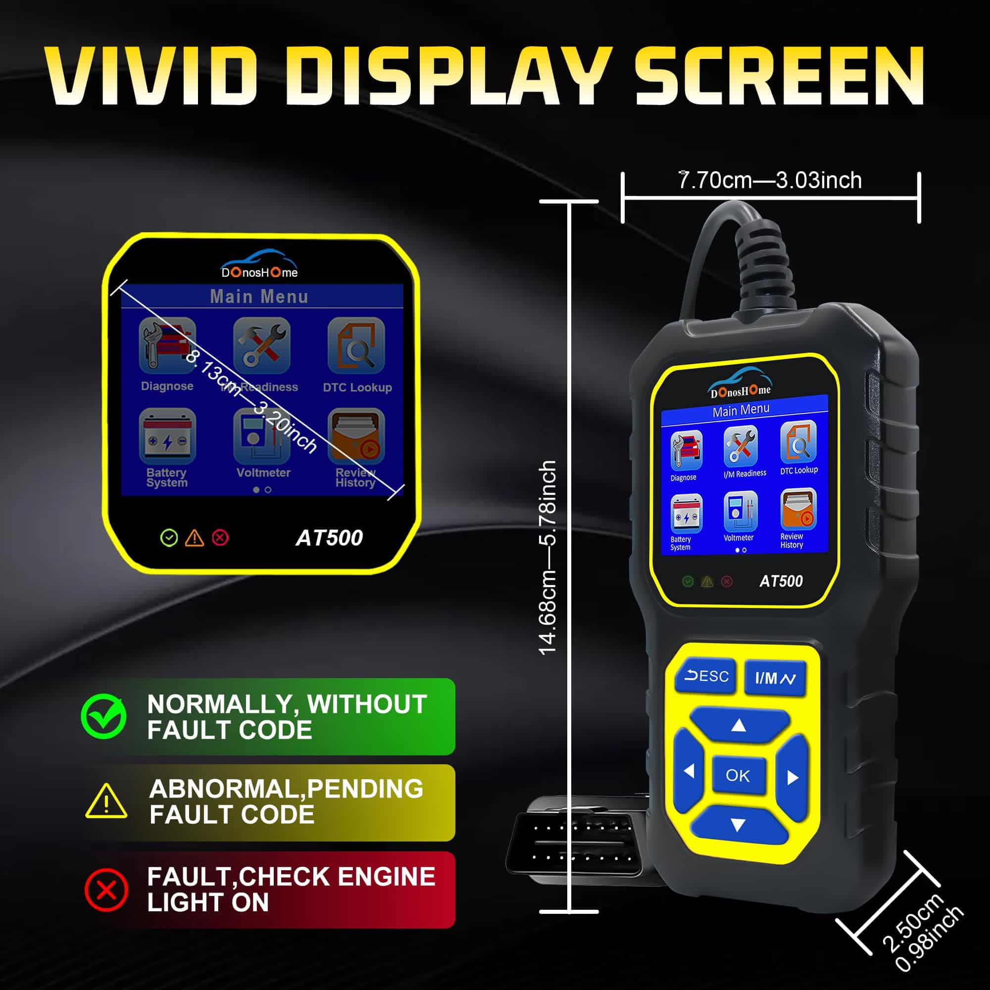 DonosHome AT500 Escáner OBD2 para Diagnóstico de Coche, - Imagen 7