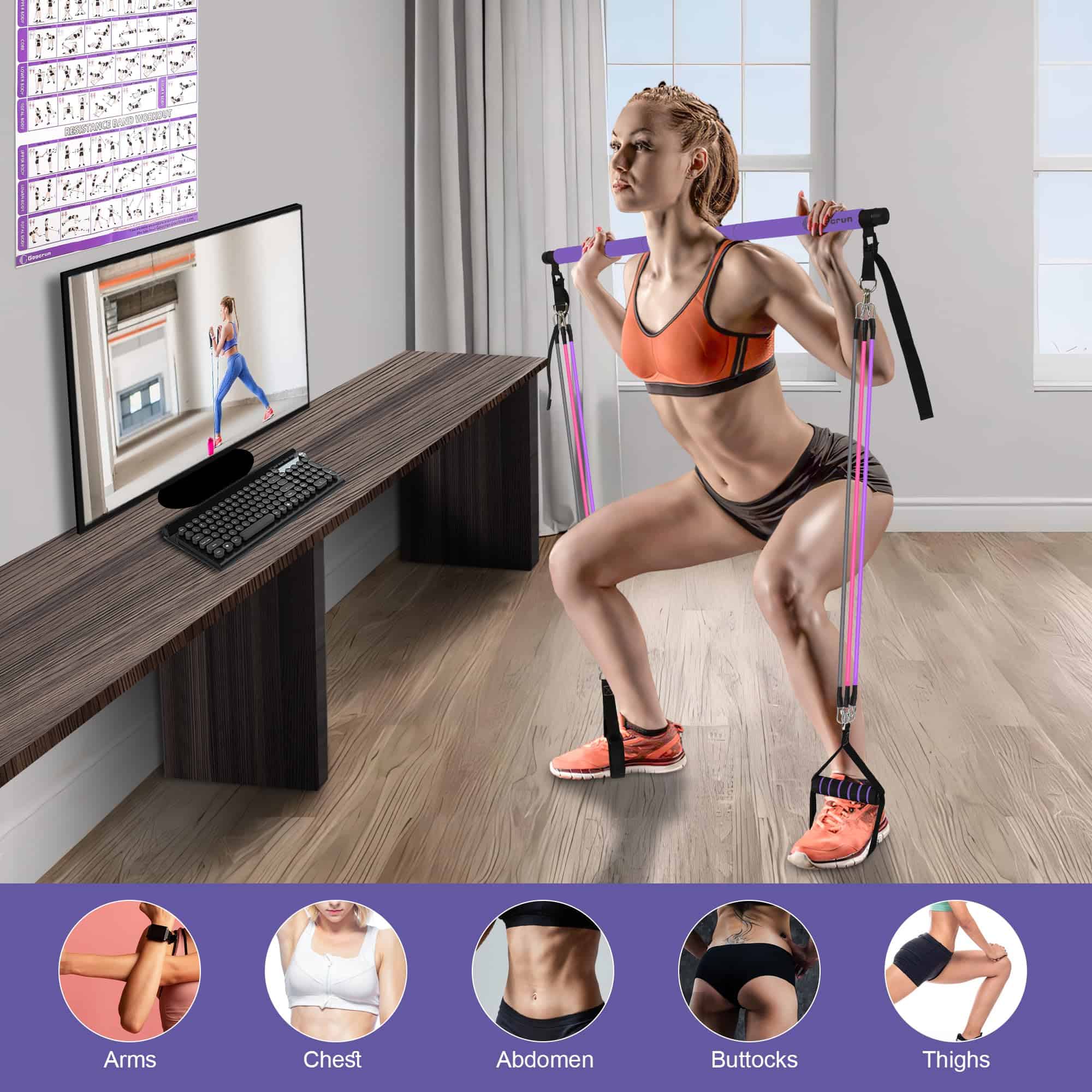 Kit de Barra de Pilates Multifuncional para Gimnasio en - Imagen 3