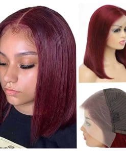 Pelucas de Cabello Humano 99j Borgoña Bob RLHAIR 13x4