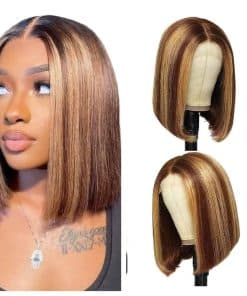Pelucas de Cabello Humano Bob Ombre Highlight RLHAIR 13x4