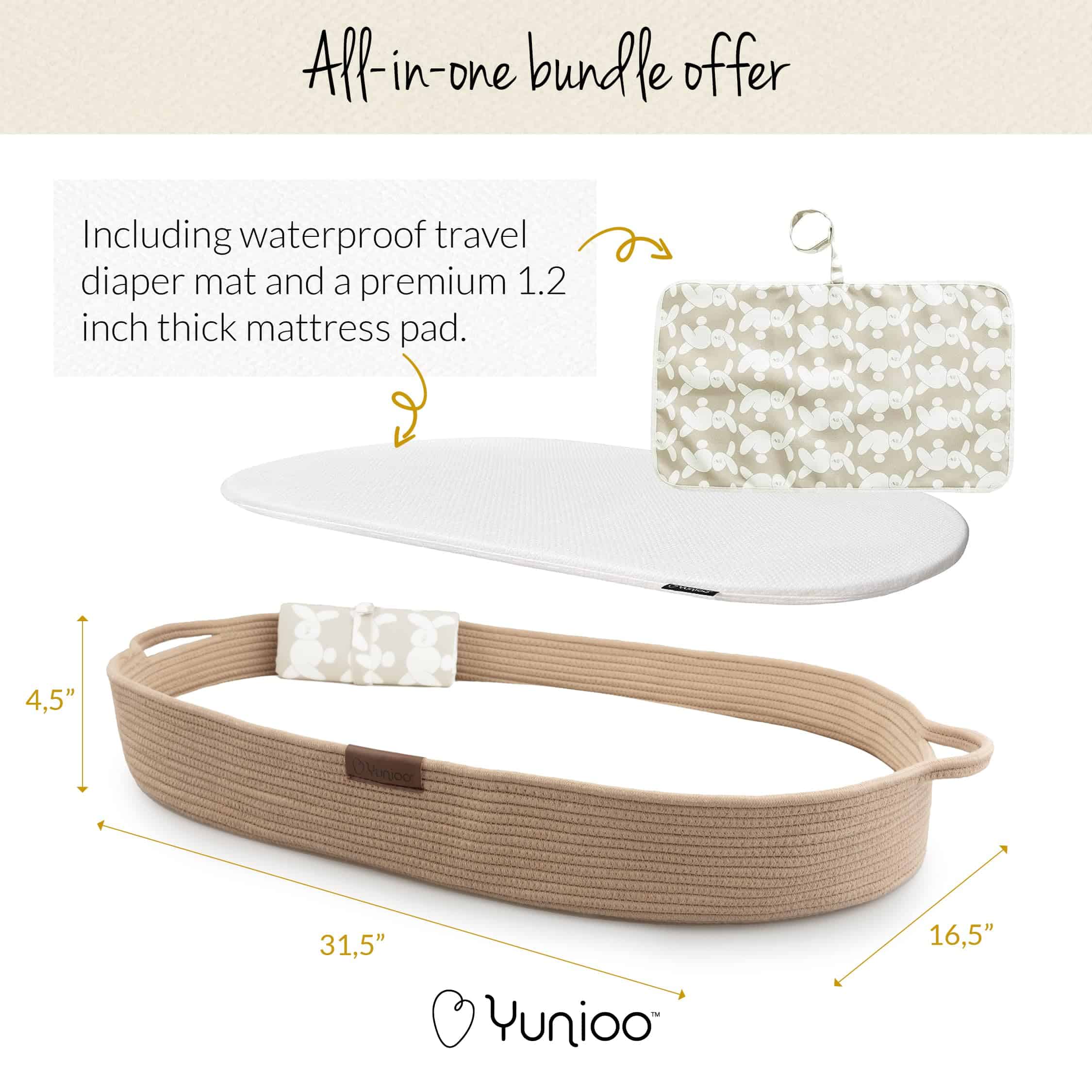 Cambiador de Bebé XL Reforzado Yunioo con Colchoneta de - Imagen 4