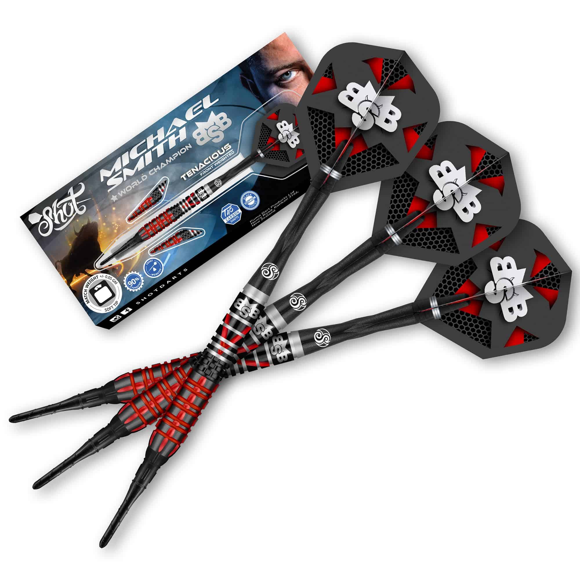Dardos de Punta Blanda Shot! Darts, Michael Smith Tenacious