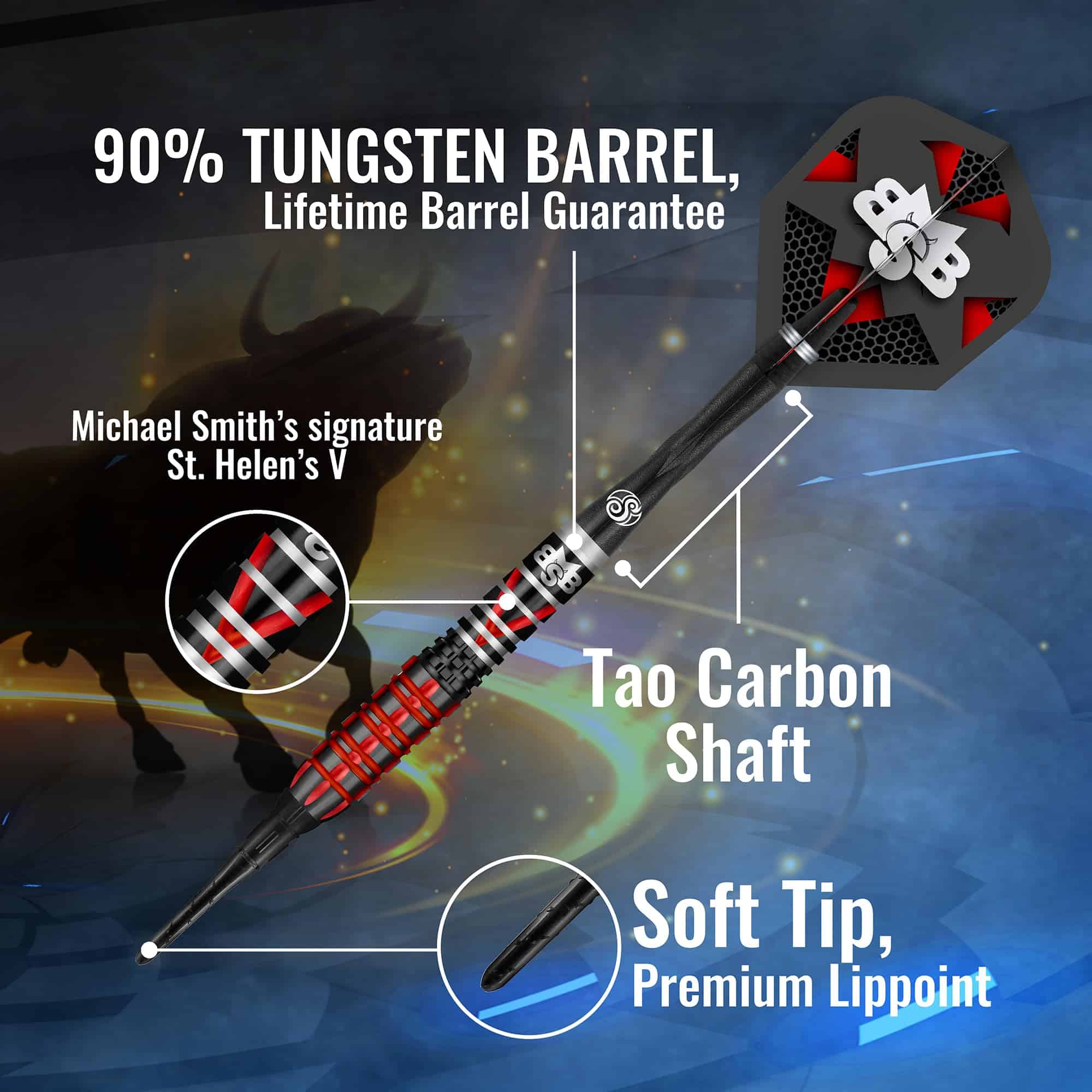 Dardos de Punta Blanda Shot! Darts, Michael Smith Tenacious - Imagen 4