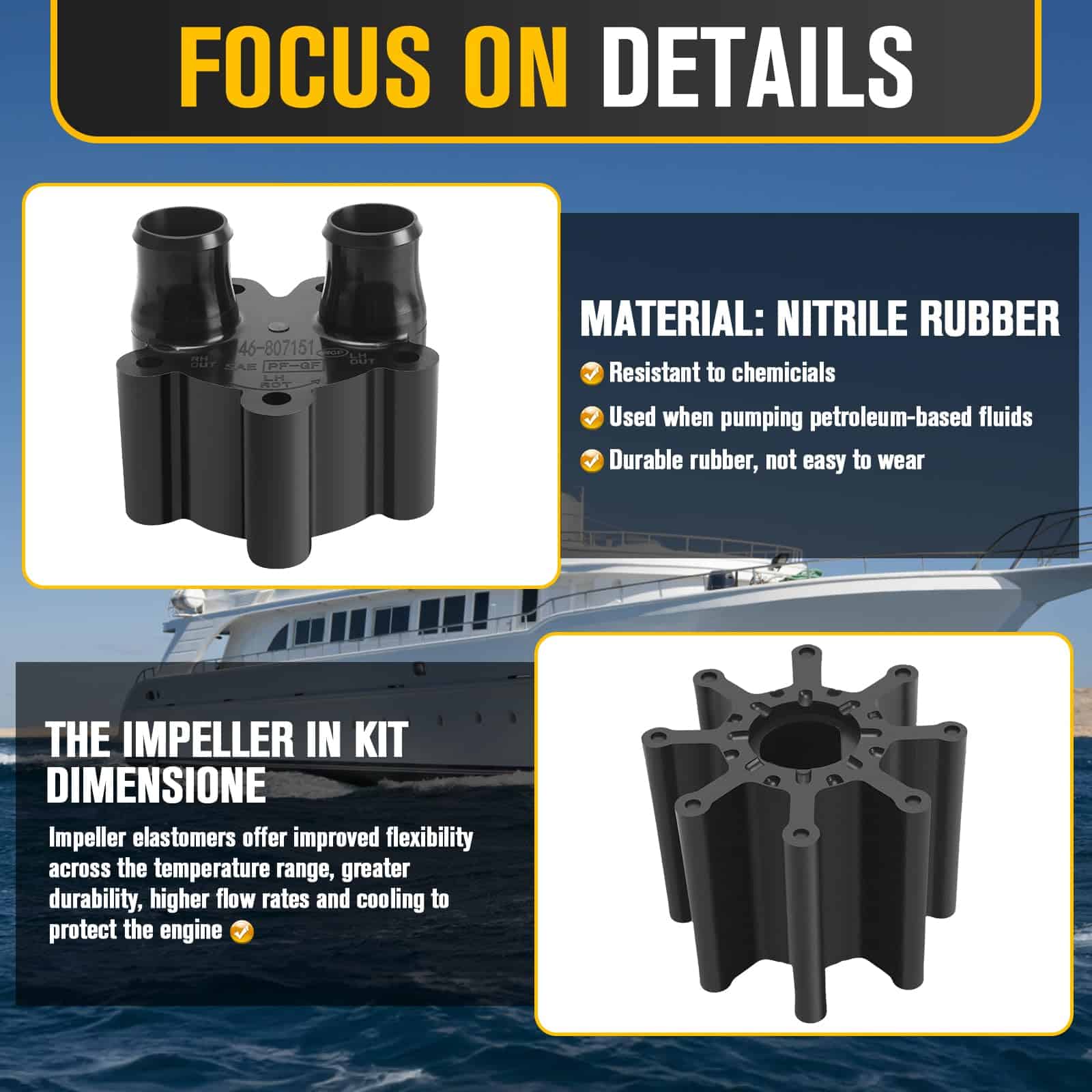 Kit de Impulsor de Bomba de Agua 807151A14 para Motores - Imagen 4