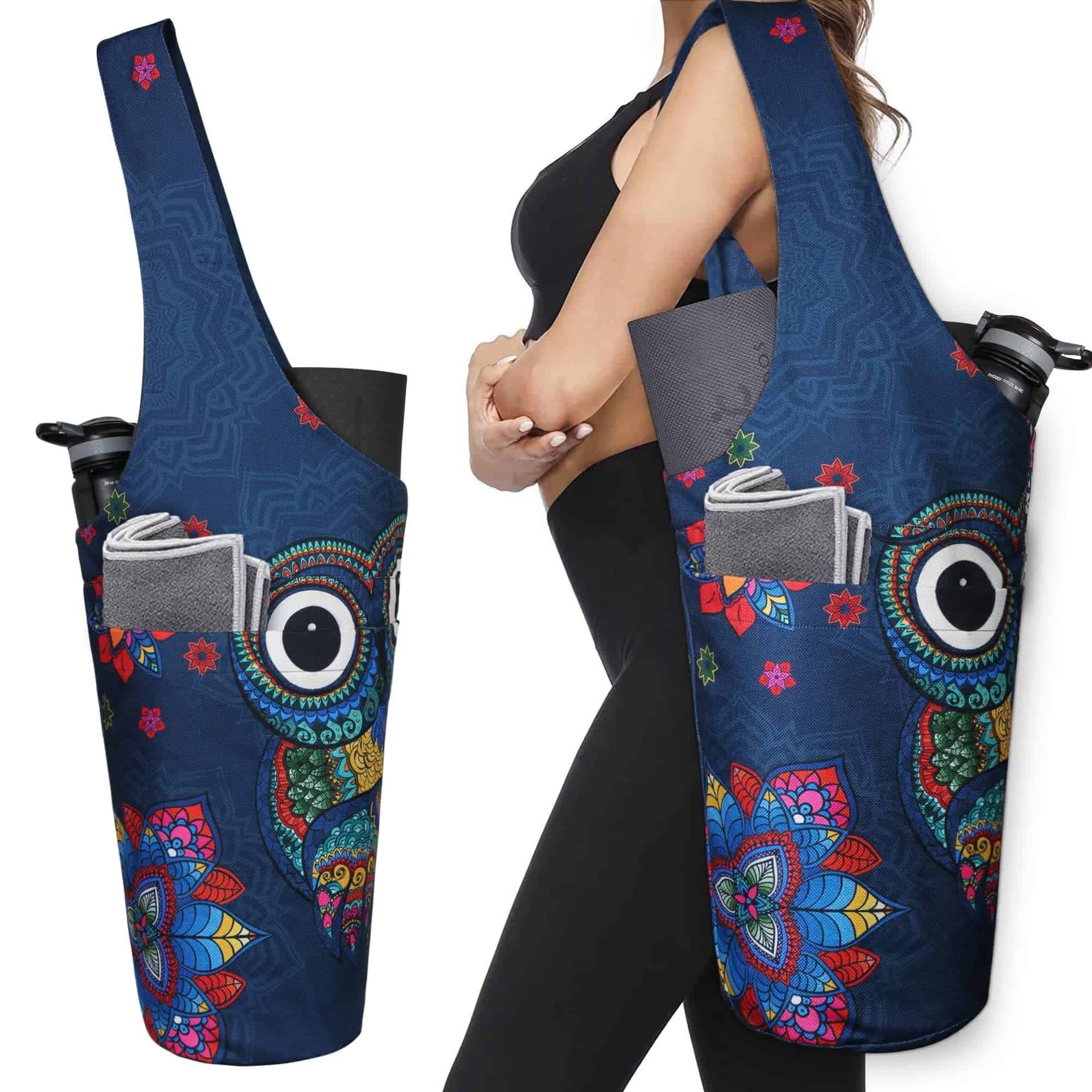 Bolso de transporte para tapete de yoga con diseño de búho