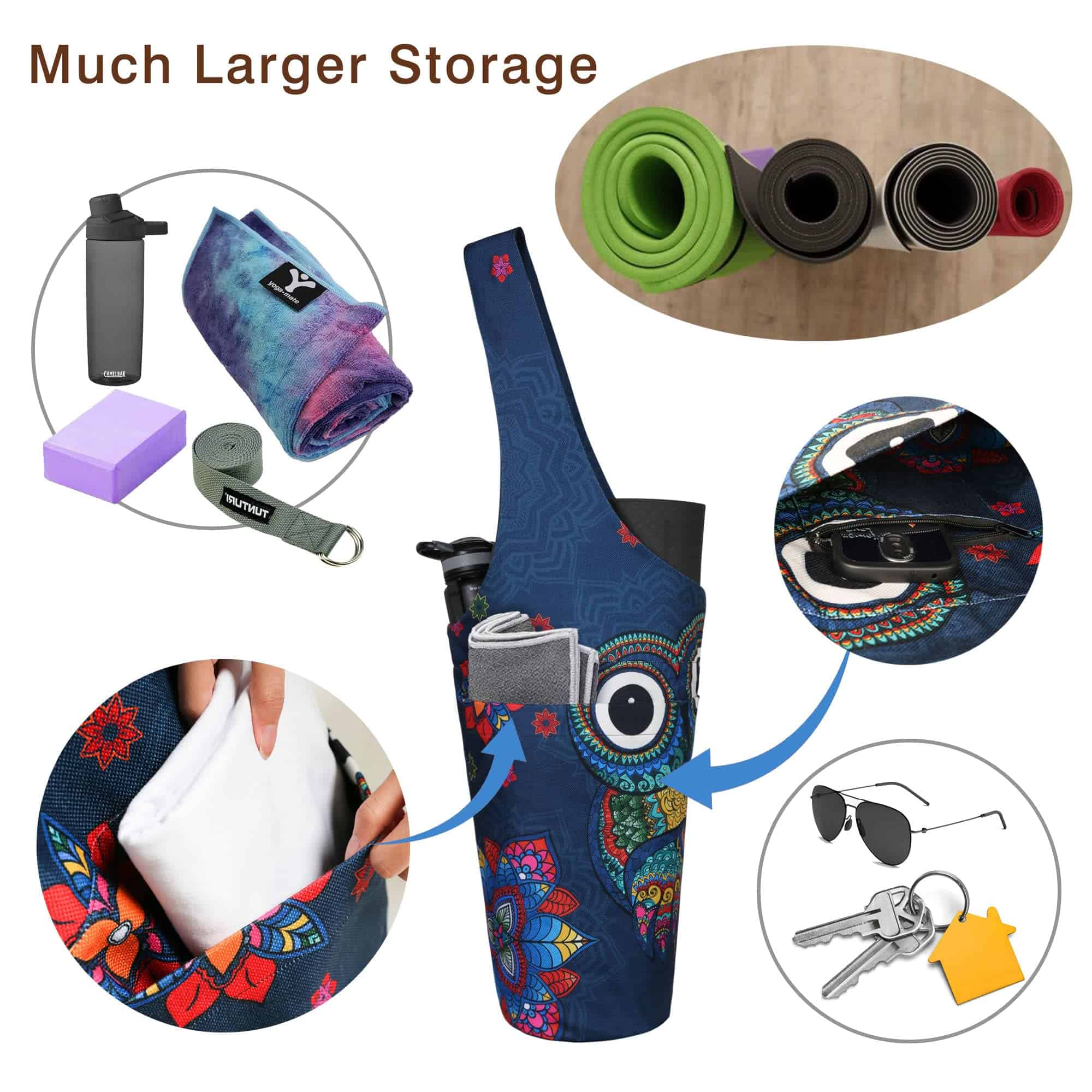 Bolso de transporte para tapete de yoga con diseño de búho - Imagen 7