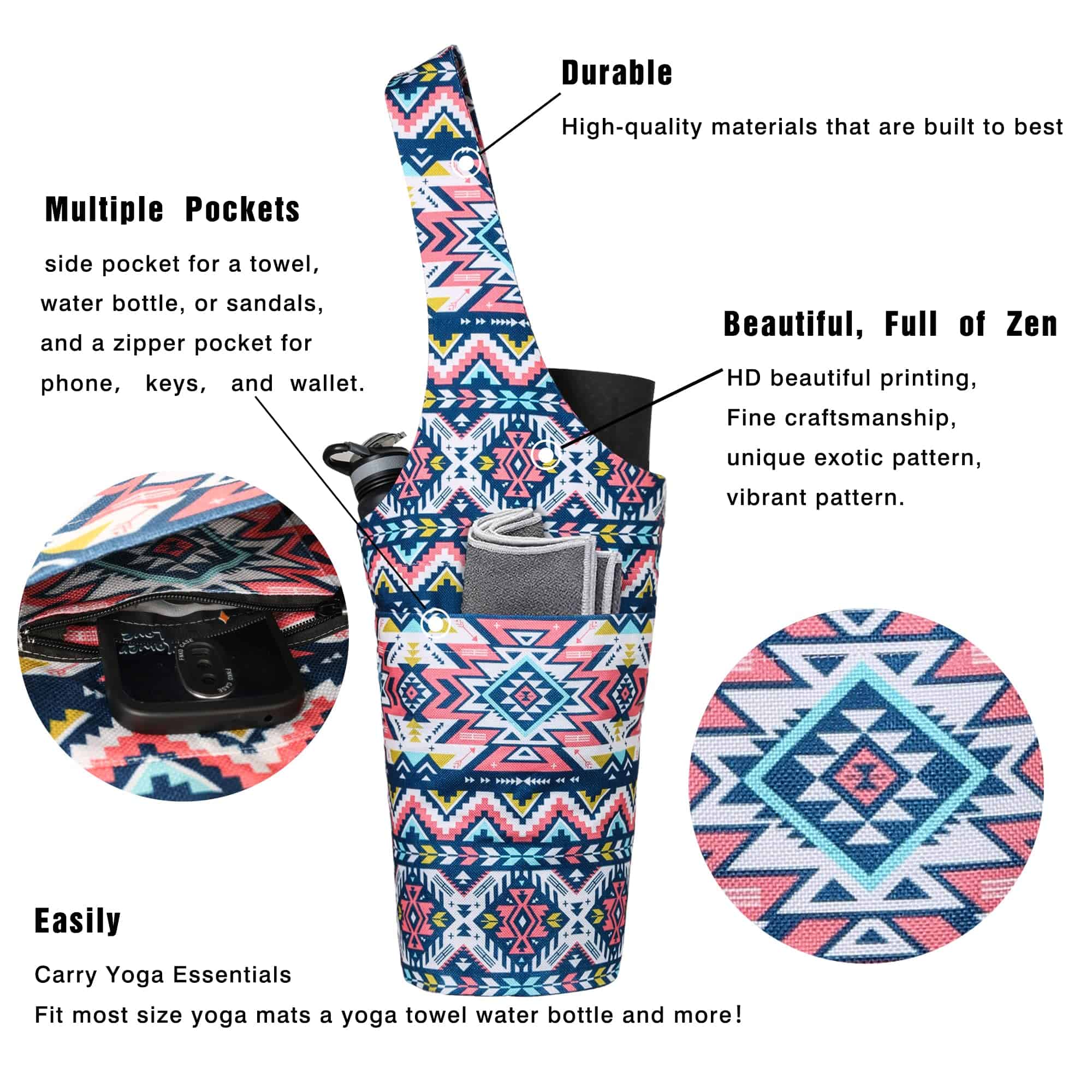 Bolso de Yoga Boho con Gran Bolsillo y Bolsillo con - Imagen 3