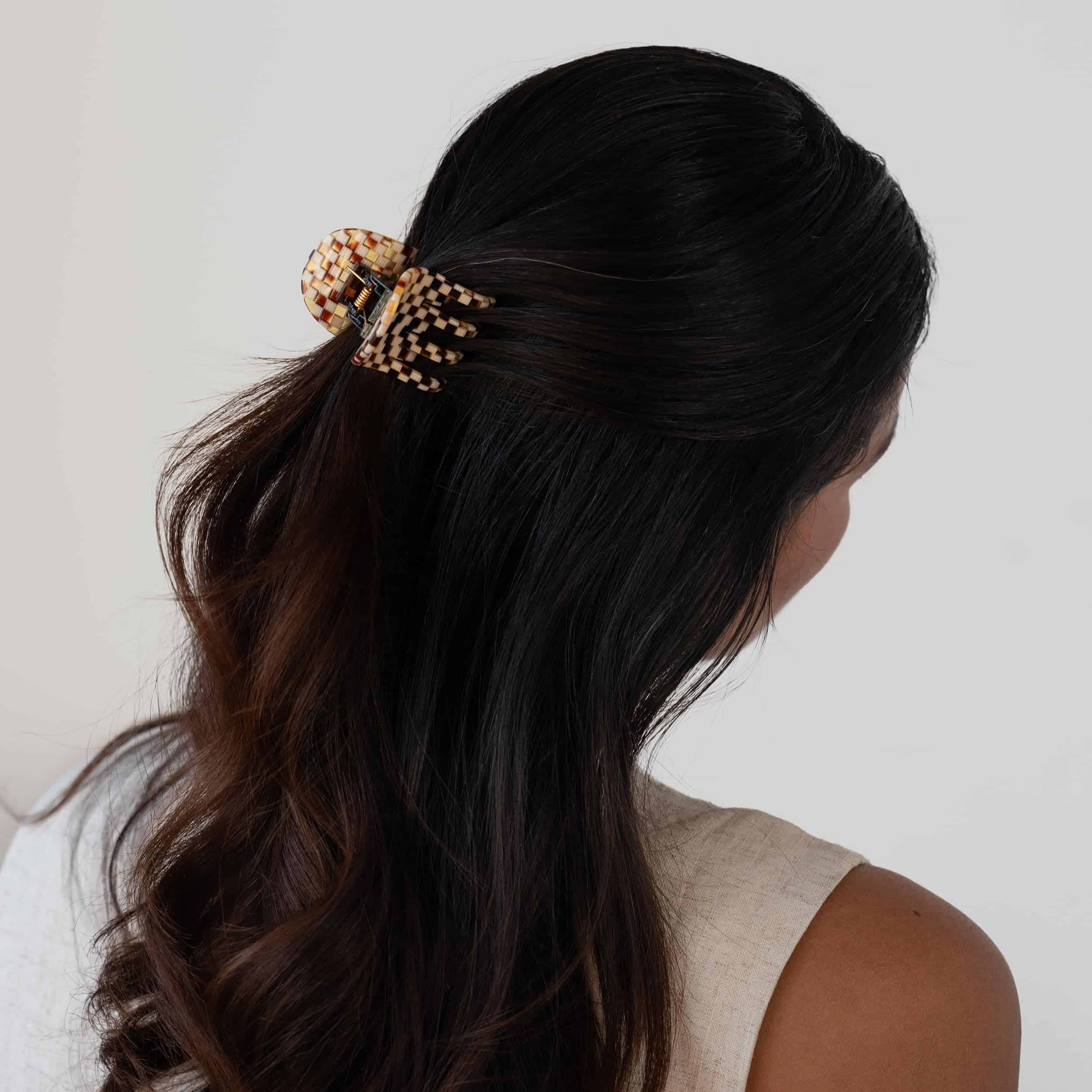 France Luxe Double Tooth Claw Clip, Chequered Board - Imagen 3