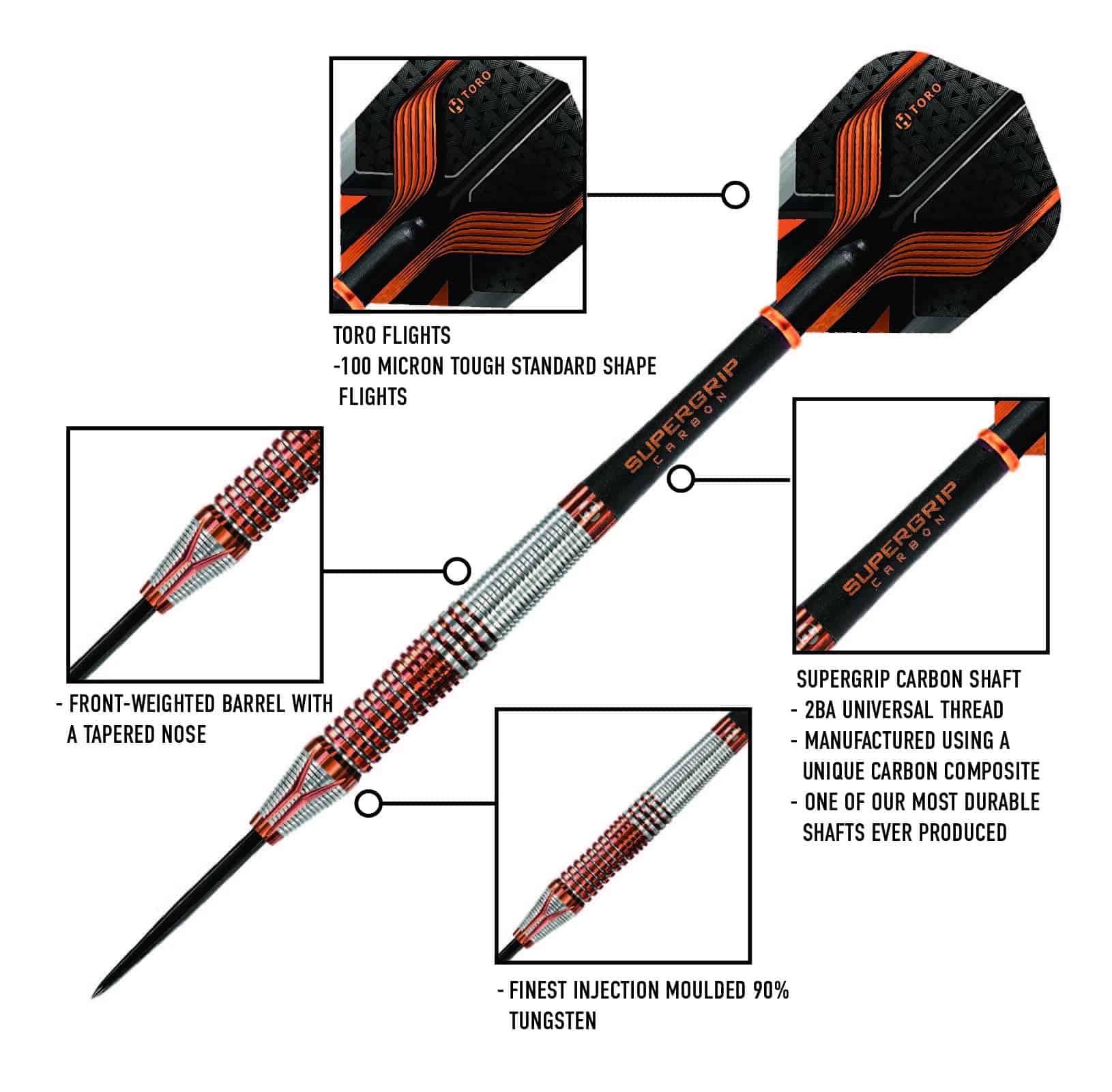 Dardos de Punta de Acero Harrows Toro 90% Tungsteno (22g) - Imagen 6