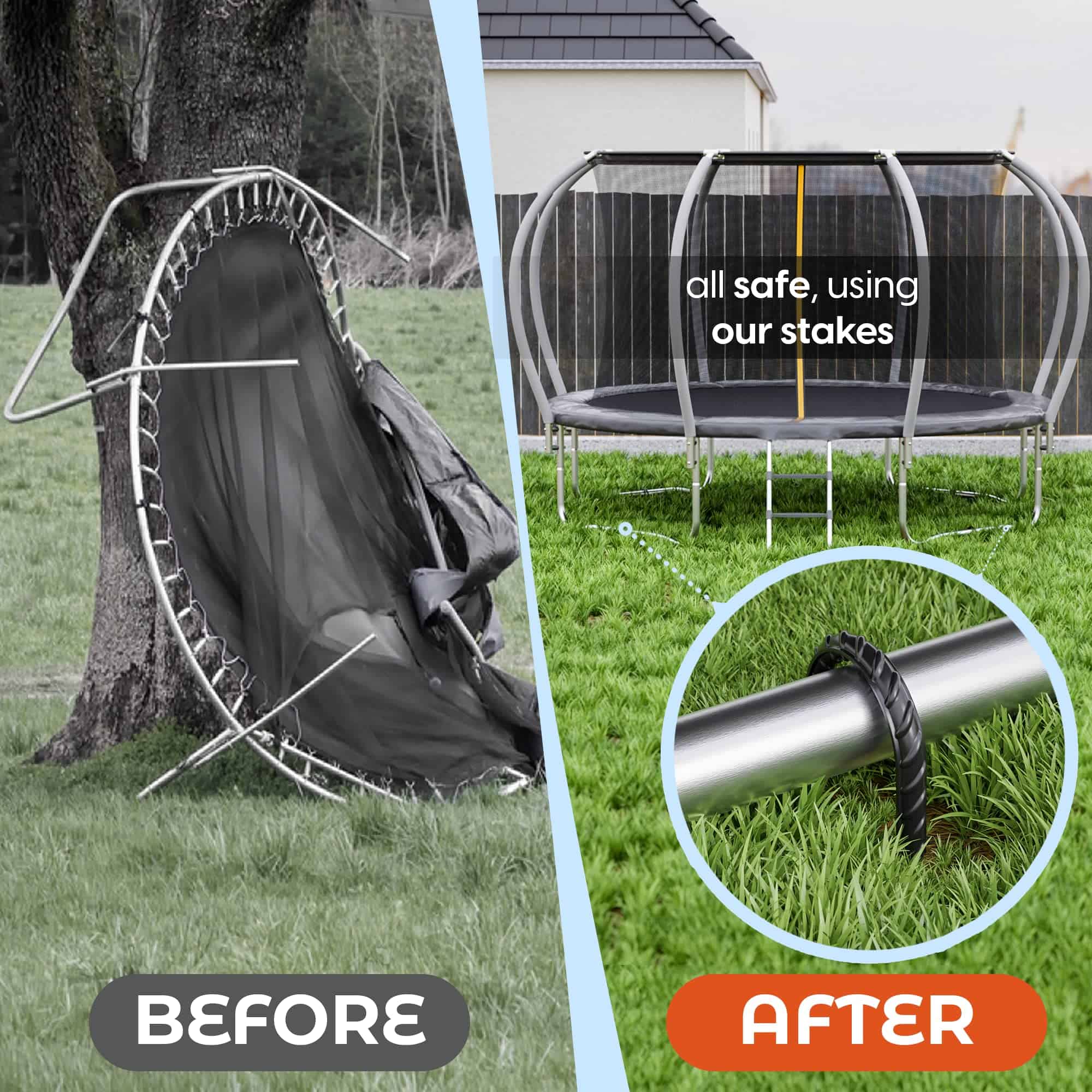 Estacas anclaje fuertes para trampolín Happin Ultra Strong, - Imagen 3