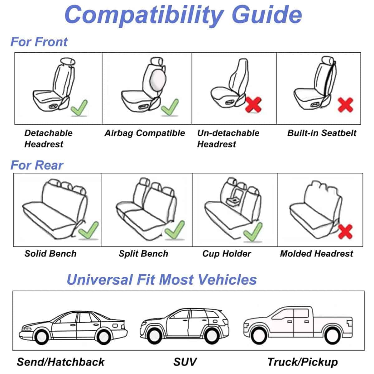 Cubiertas para Asientos de Coche, Juego Completo, Fundas de - Imagen 7
