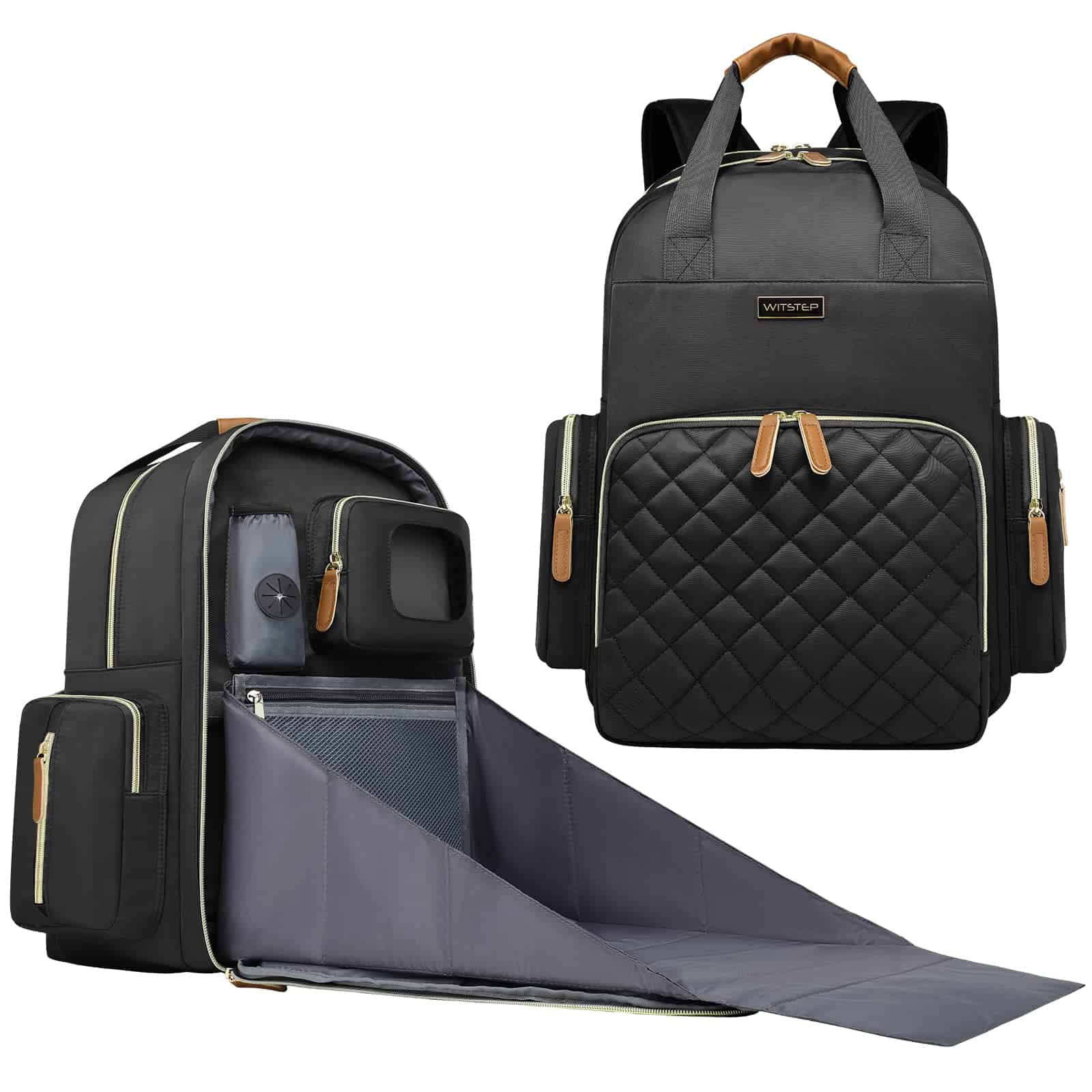 Mochila para pañales y portátil WITSTEP, Negro, Unisex