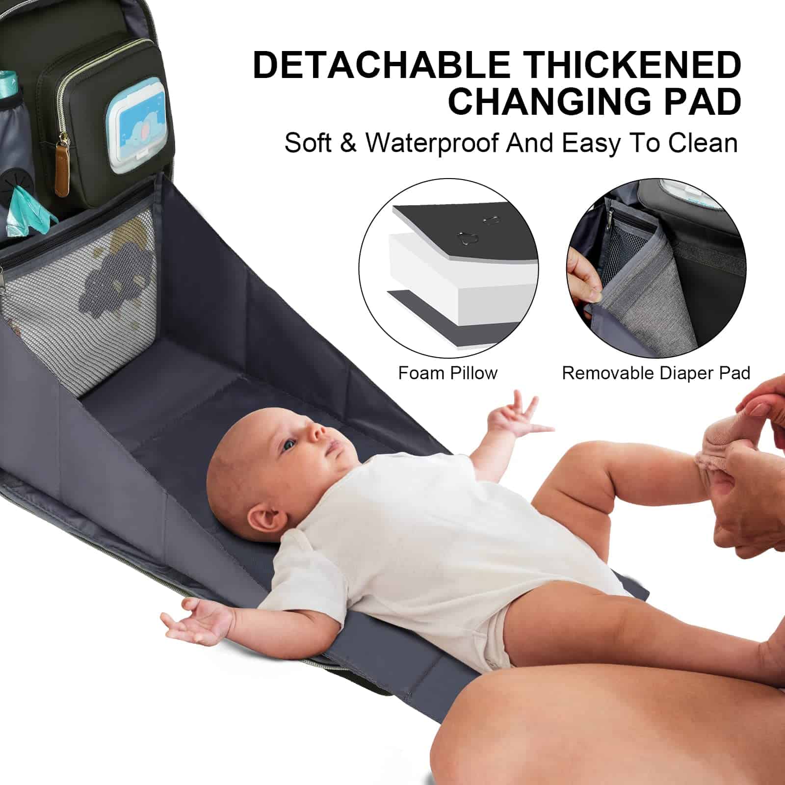 Mochila para pañales y portátil WITSTEP, Negro, Unisex - Imagen 3