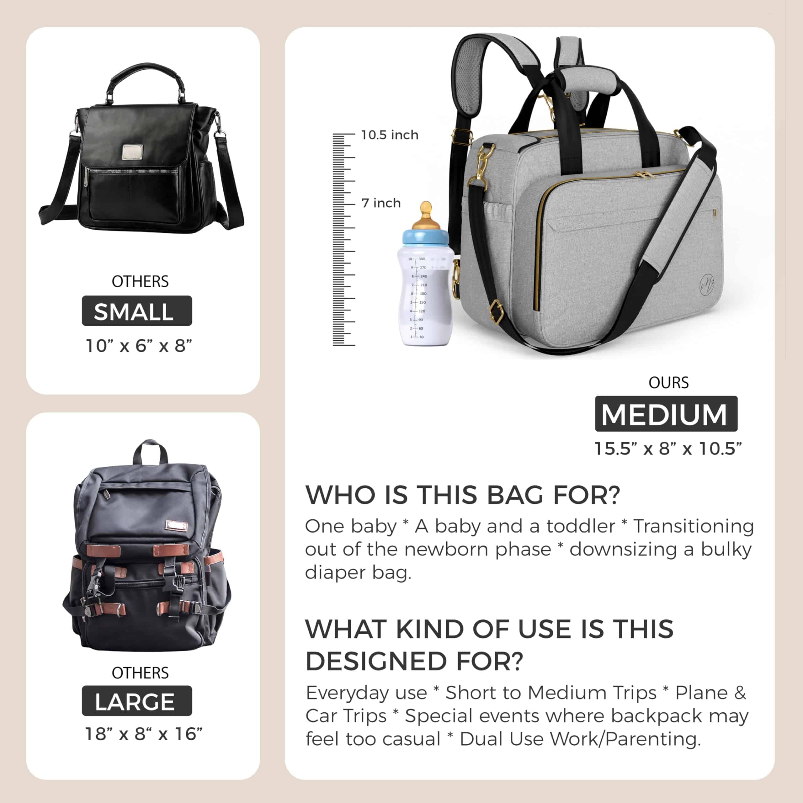 Bolso de pañales convertible 4 en 1 Mellories - Se - Imagen 6