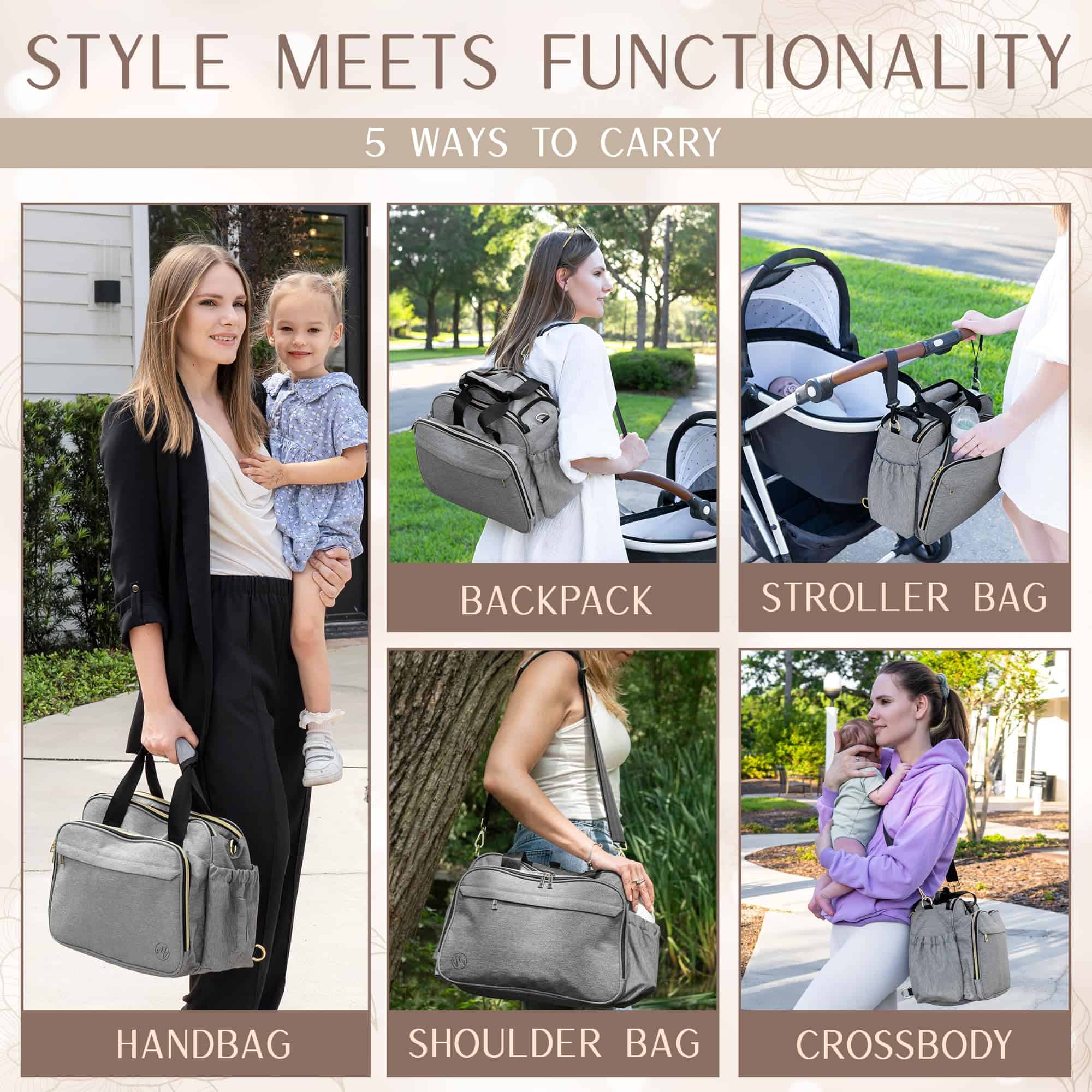 Bolso de pañales convertible 4 en 1 Mellories - Se - Imagen 3