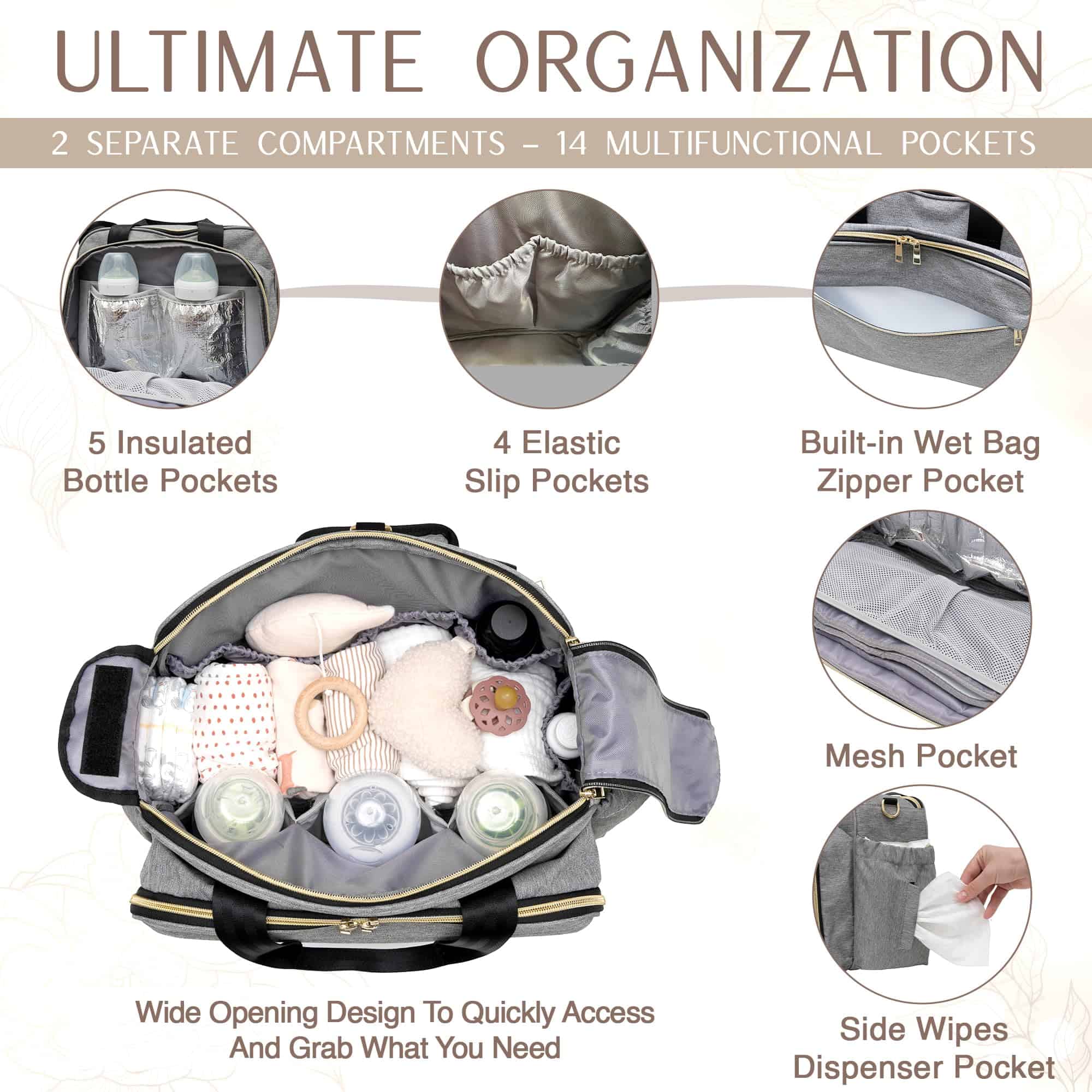 Bolso de pañales convertible 4 en 1 Mellories - Se - Imagen 4